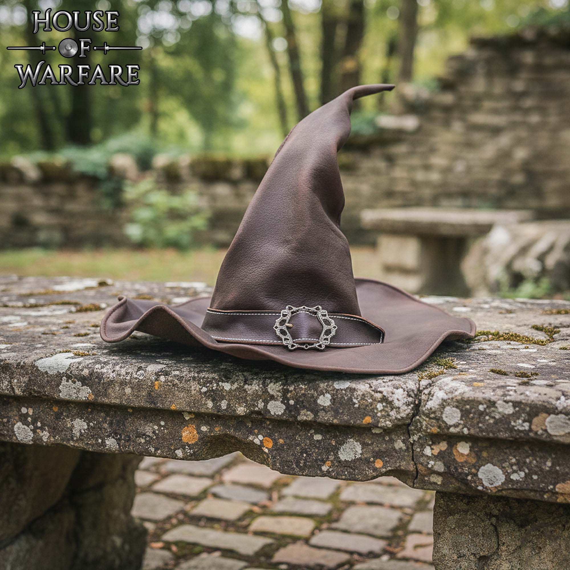 Medieval Leather Wizard Hat Handmade Fantasy Sorcerer & Witch Hat-701782BR 6 Wizard Hat