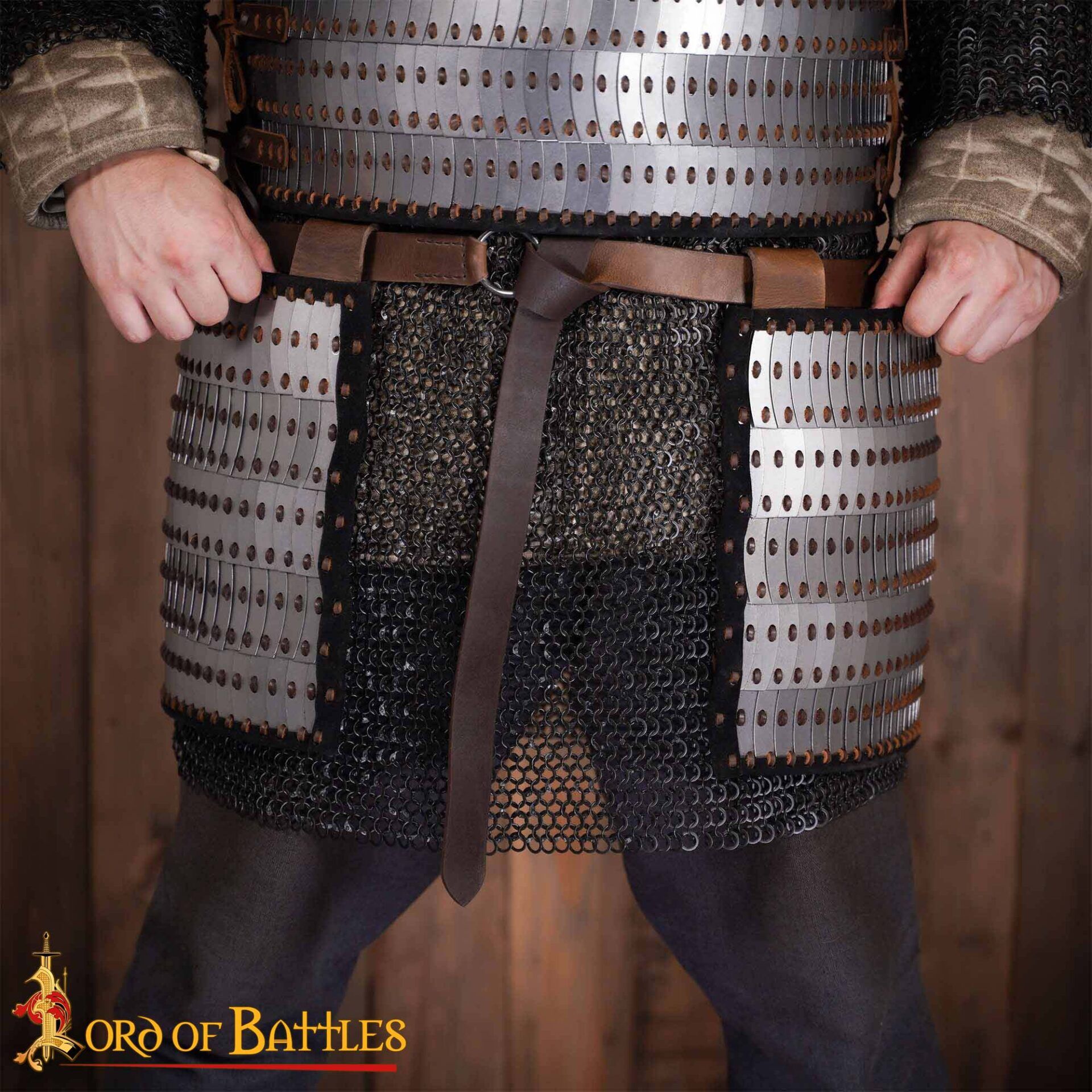 Viking Lamellar Steel Tassets-60660SS20 1 Viking lamellar skirt with Visby Plaques