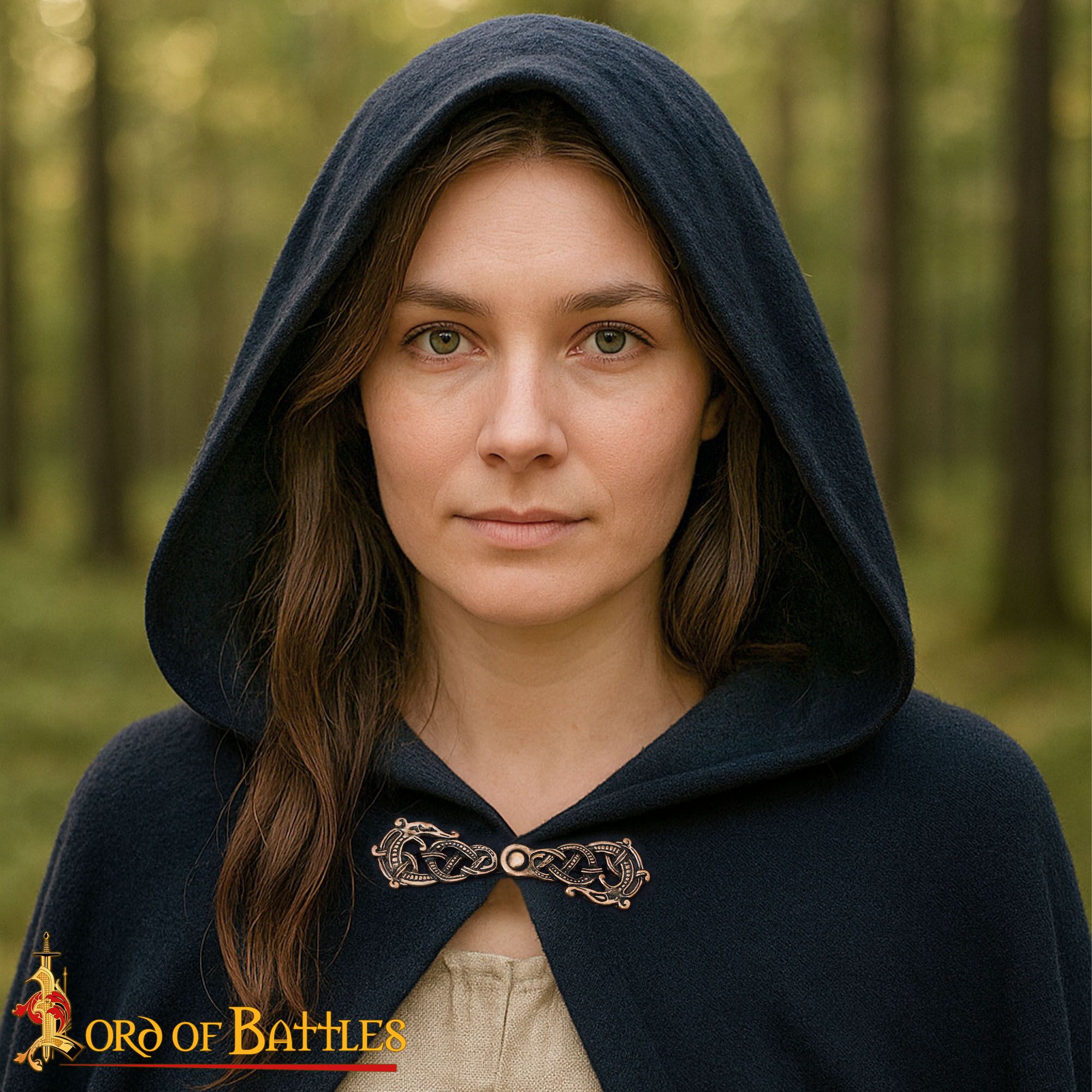 9th–10th Century Viking Antique Bronze Hook and Eye Cloak Clasp – Norse Knotwork Fastener for Historical Reenactment Garments-26424BZAT 1 Viking Bronze Clasp