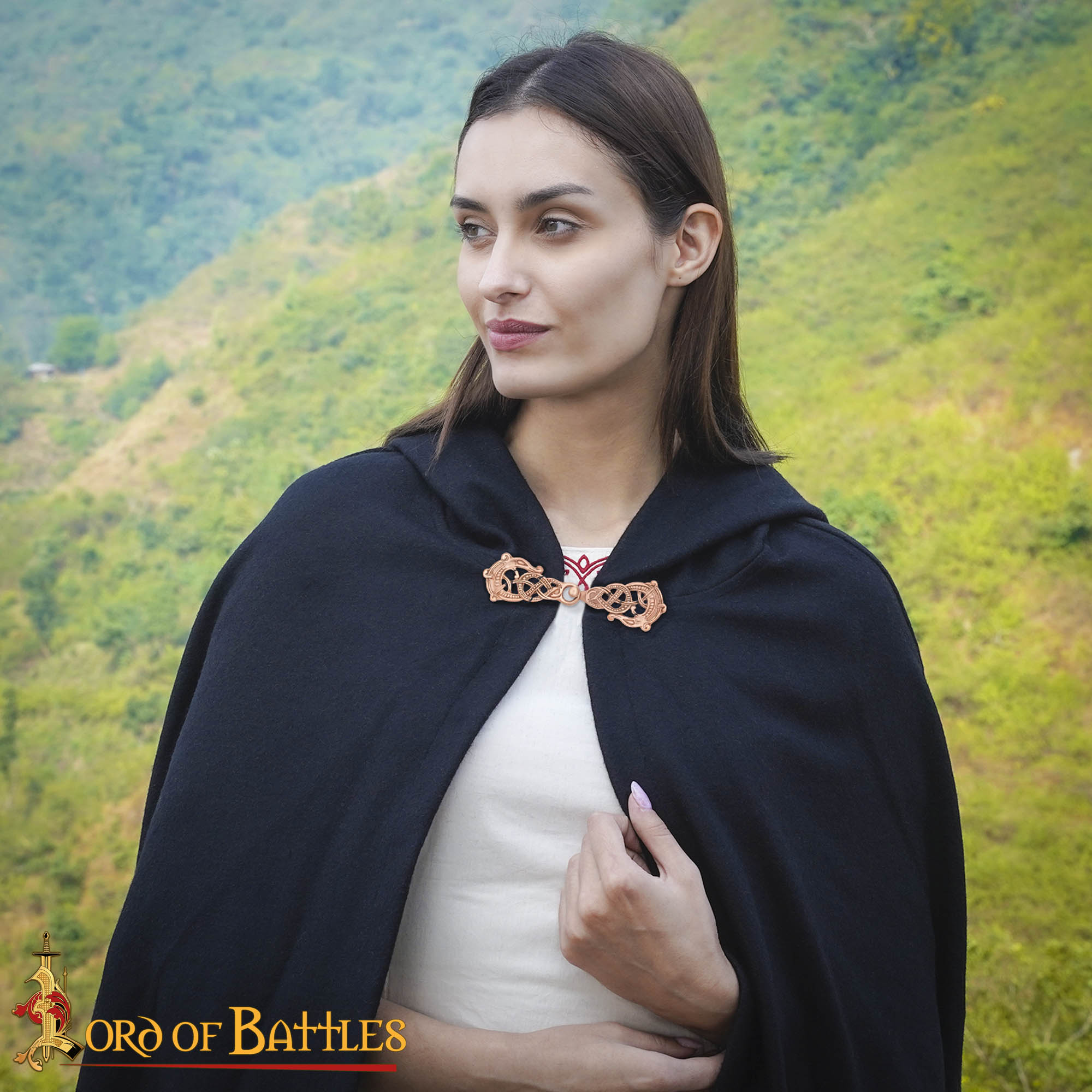 9th–10th Century Viking Bronze Hook and Eye Cloak Clasp – Norse Knotwork Fastener for Historical Reenactment Garments-26424BZ 1 Viking Bronze Clasp