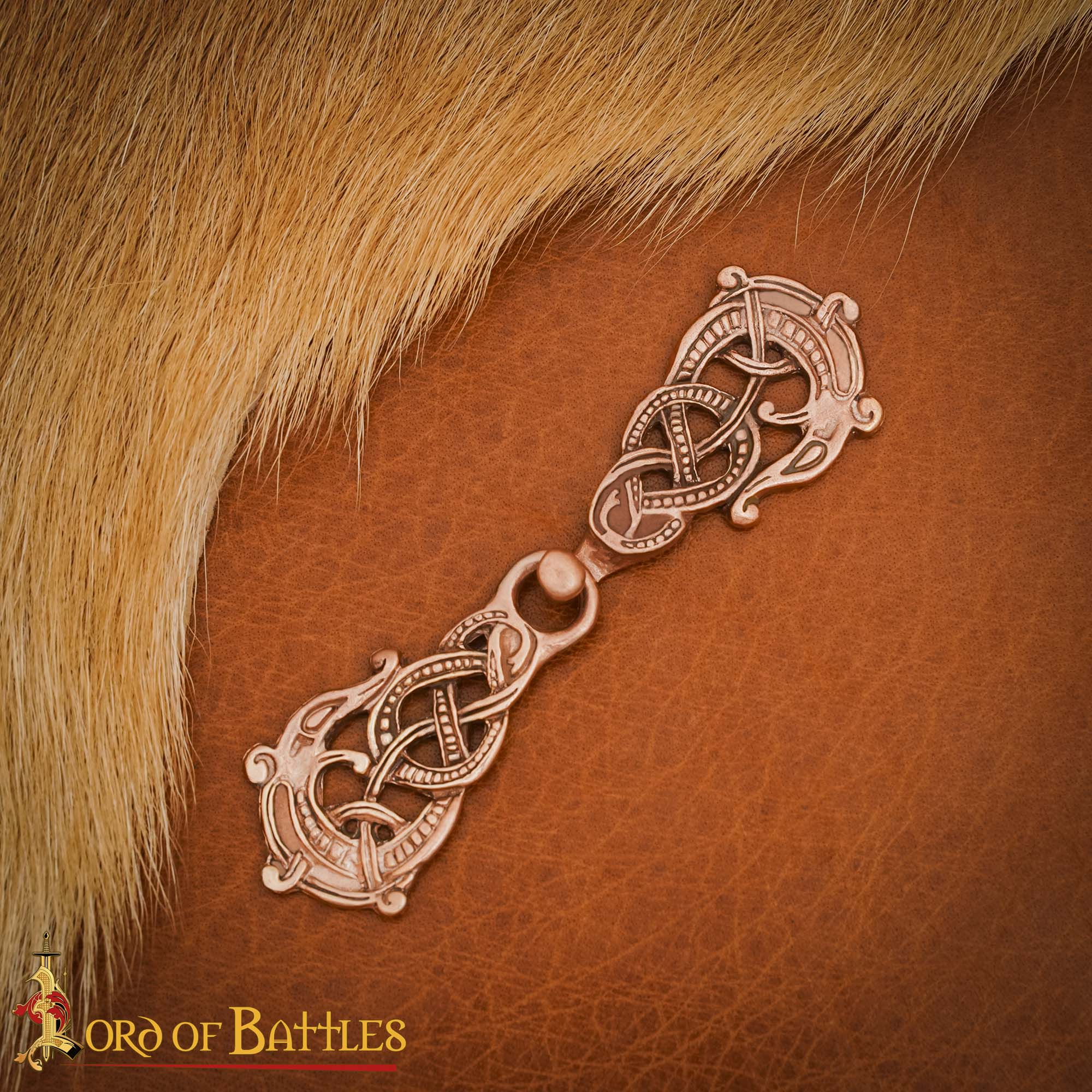 9th–10th Century Viking Bronze Hook and Eye Cloak Clasp – Norse Knotwork Fastener for Historical Reenactment Garments-26424BZ Viking Bronze Clasp