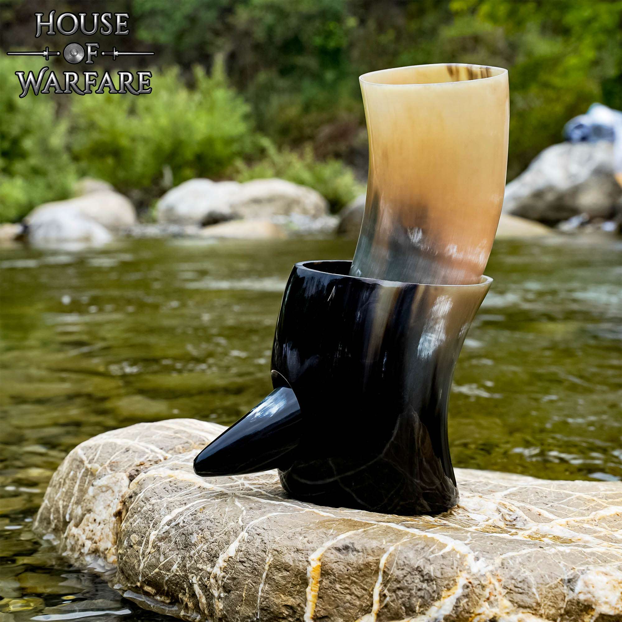 Norse Ox Horn Drinking Horn with Stand – Polished Natural Horn, Mead Ale Vessel - Image 4