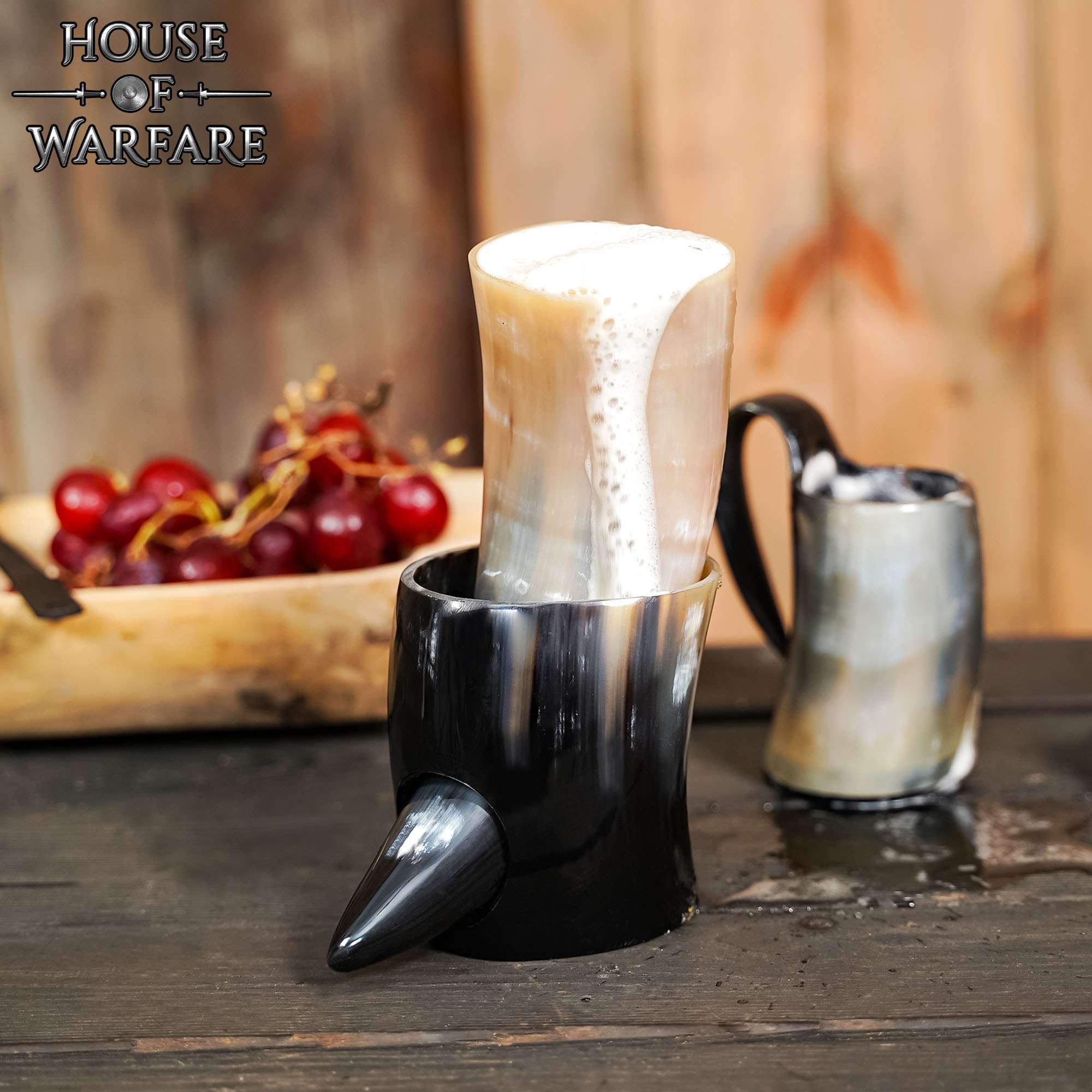 Norse Ox Horn Drinking Horn with Stand – Polished Natural Horn, Mead Ale Vessel - Image 5