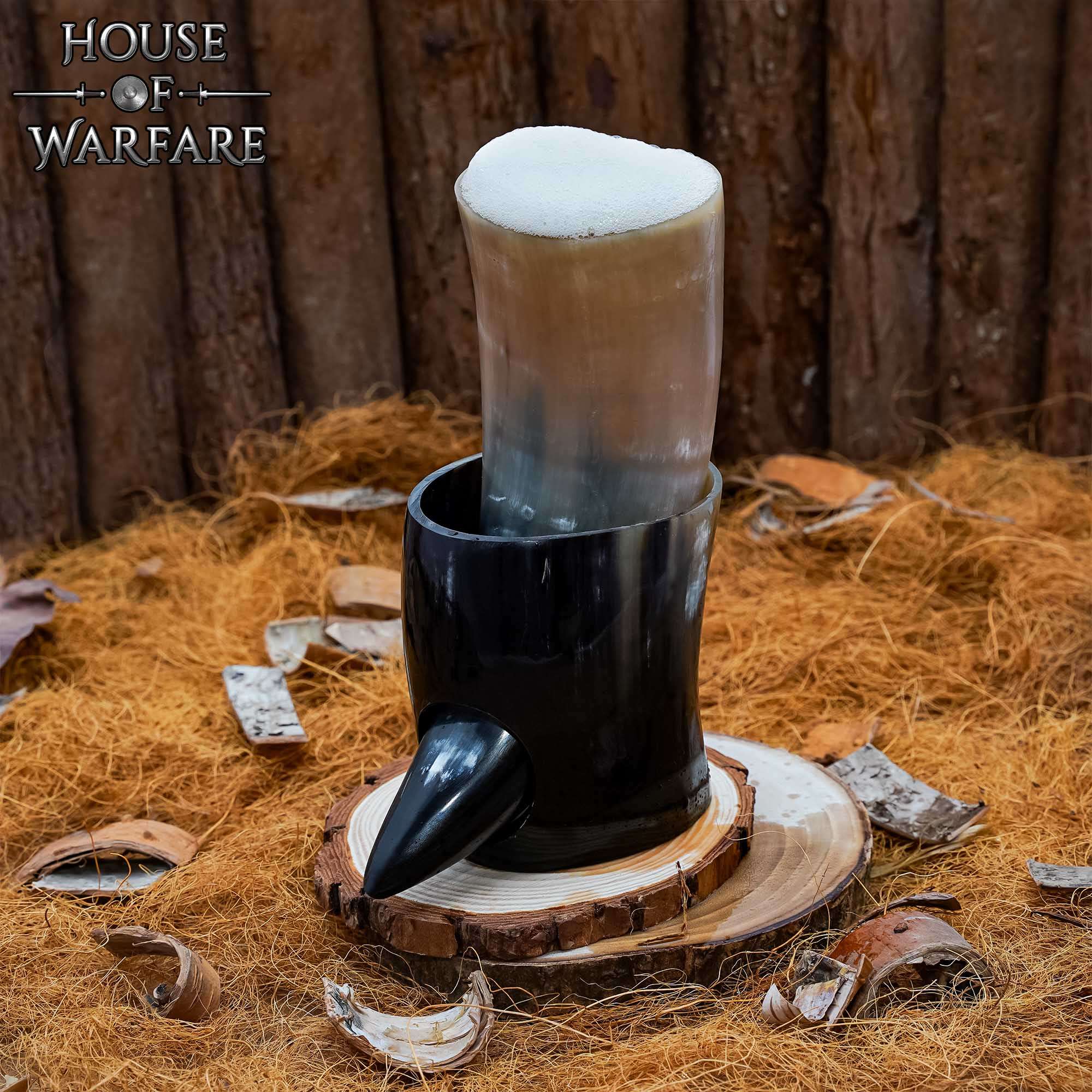 Norse Ox Horn Drinking Horn with Stand – Polished Natural Horn, Mead Ale Vessel - Image 8