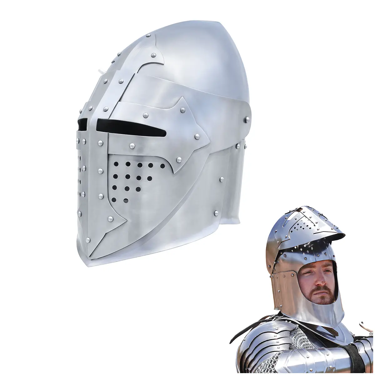 Knight Visored Bascinet Helmet