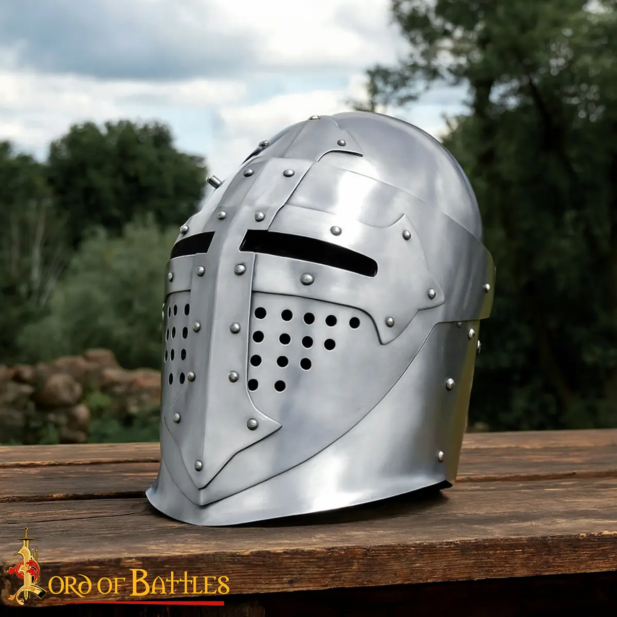 14th Century Knight Visored Bascinet Helmet - Image 2