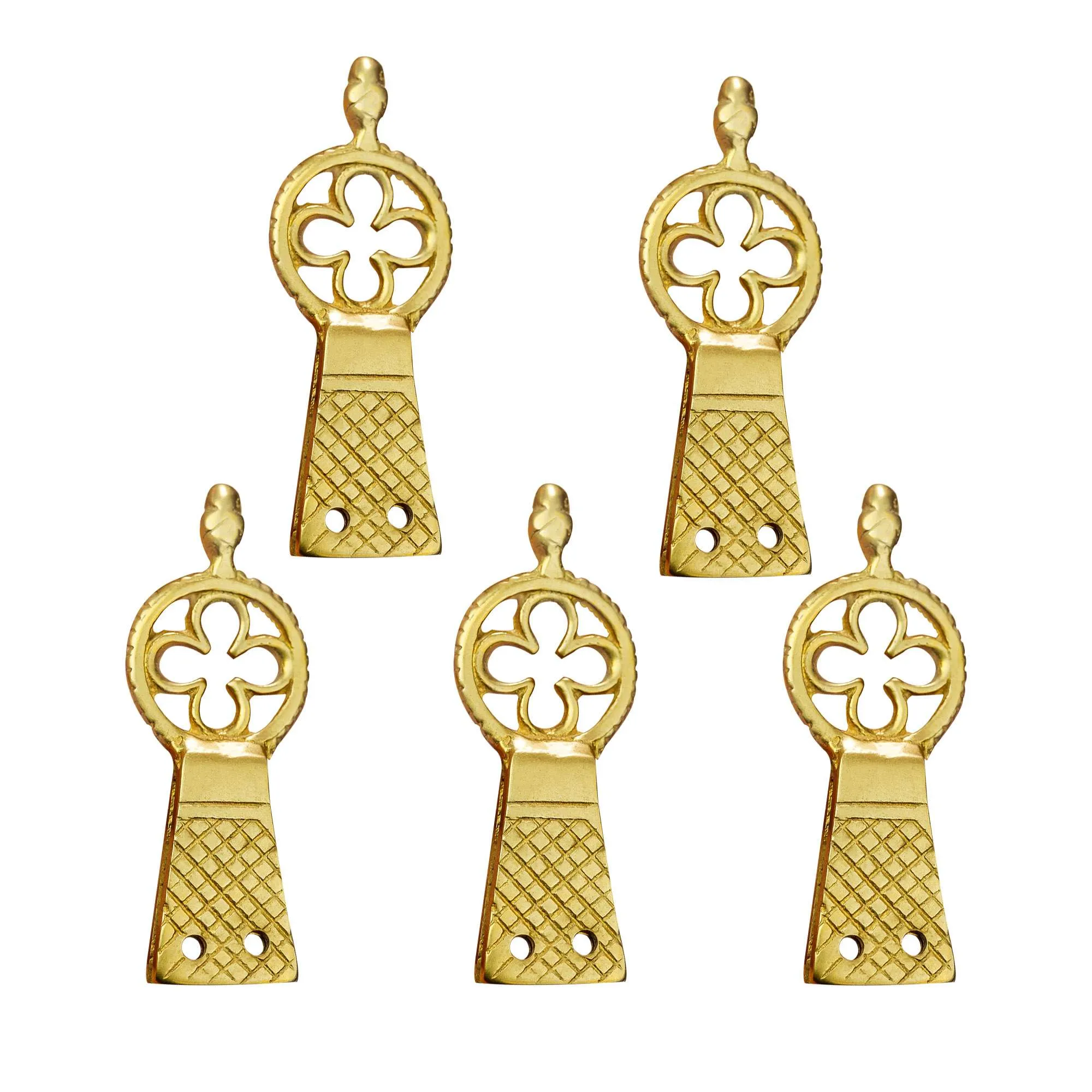 25296-5pcs_0 Quatrefoil Solid Brass Belt Chape