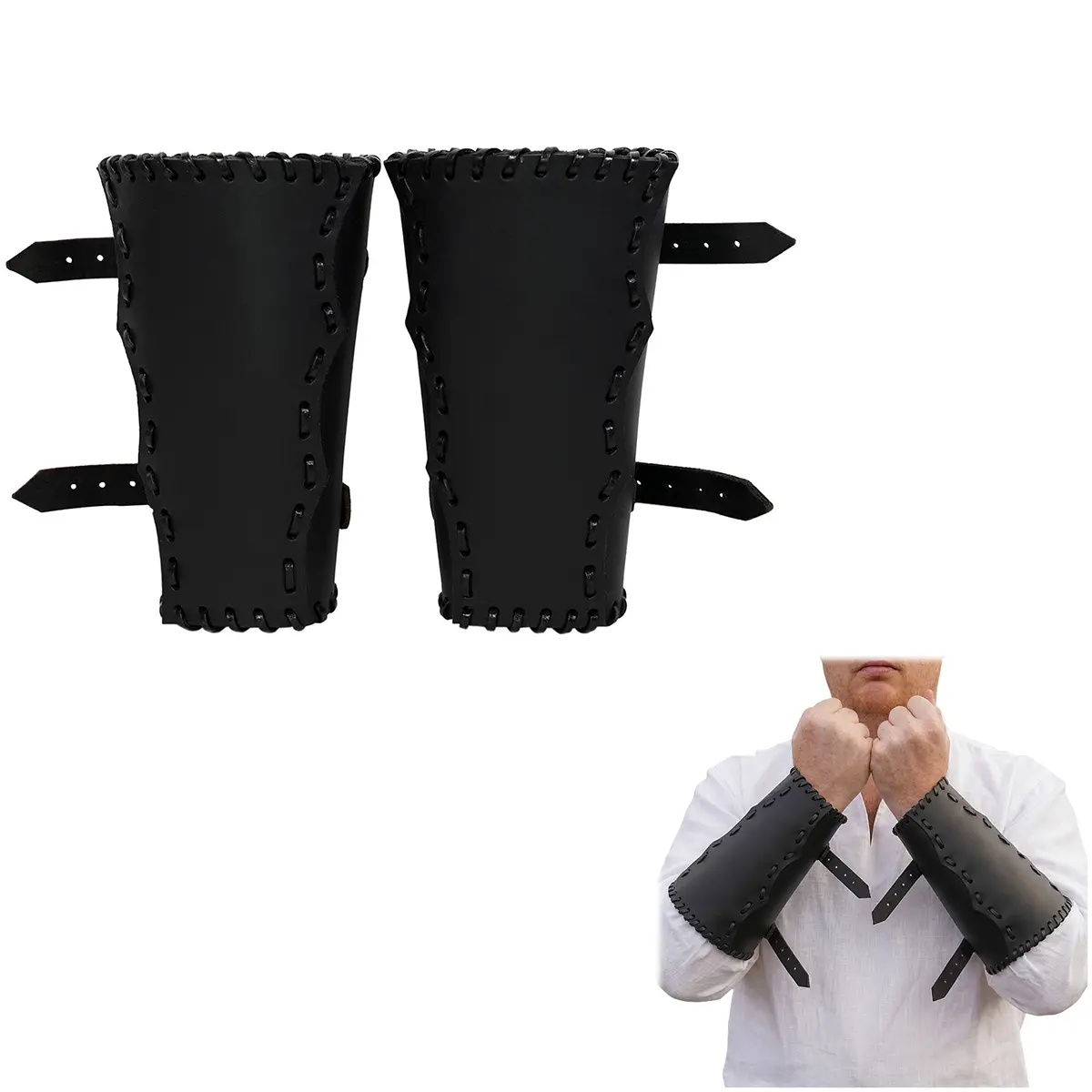 25836BK-Featured-Ai-1 Medieval leather bracers