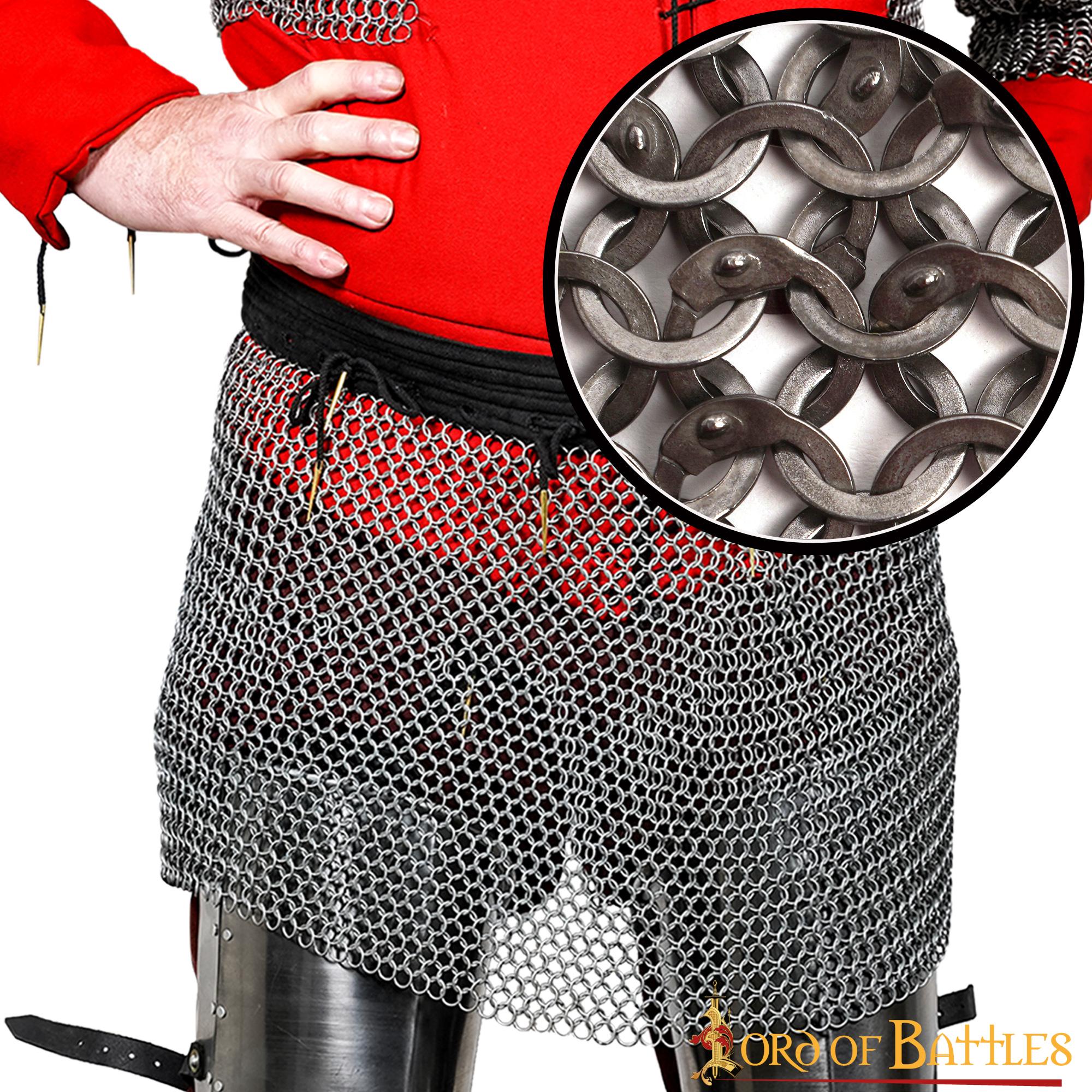 Flat Ring Chainmail Skirt, Wedge Riveted, ID 9 mm, Natural Flat Ring Chainmail Skirt, Wedge Riveted, ID 9 mm, Natural