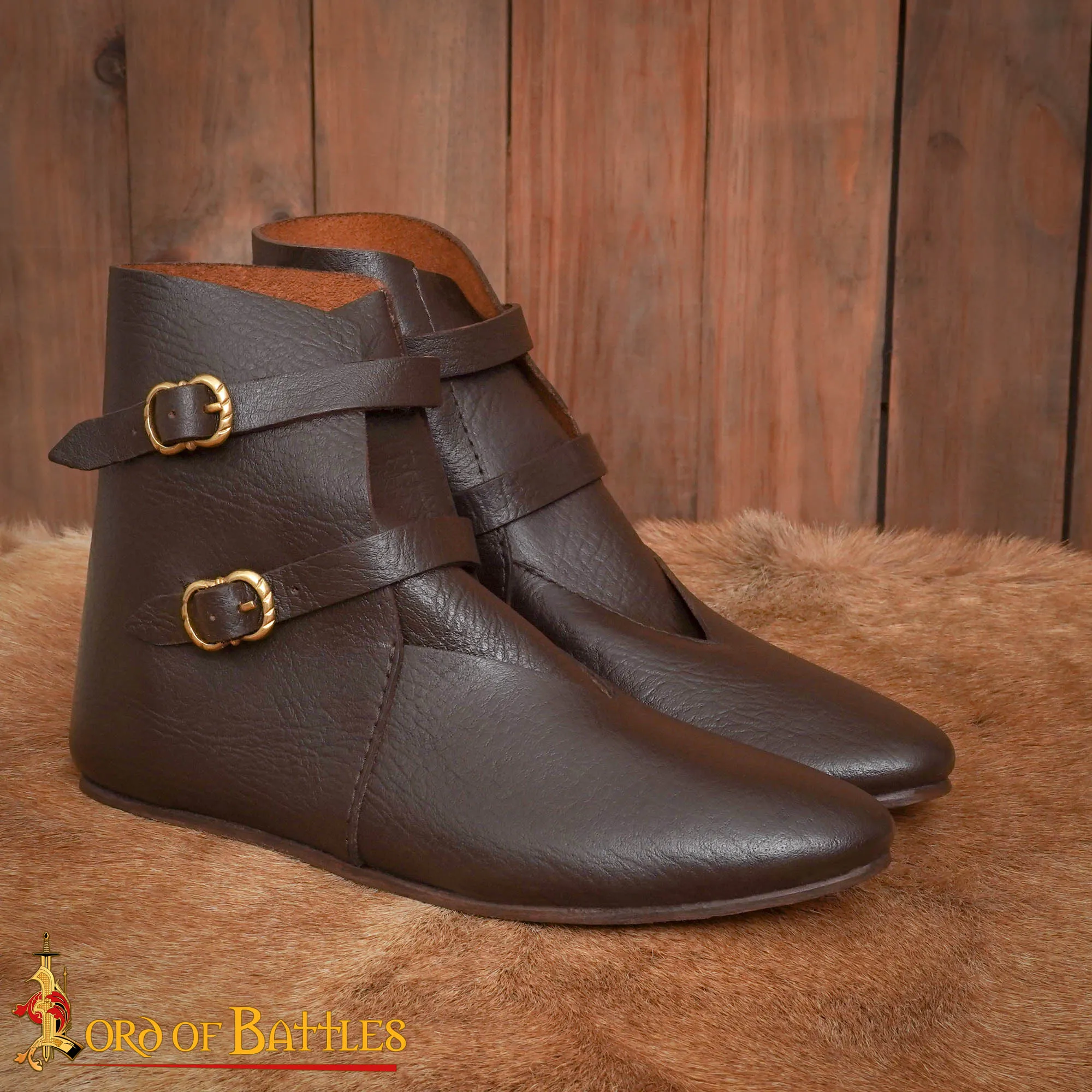 Medieval Leather Ankle Boots-26461BR 1 Medieval Leather Ankle Boots