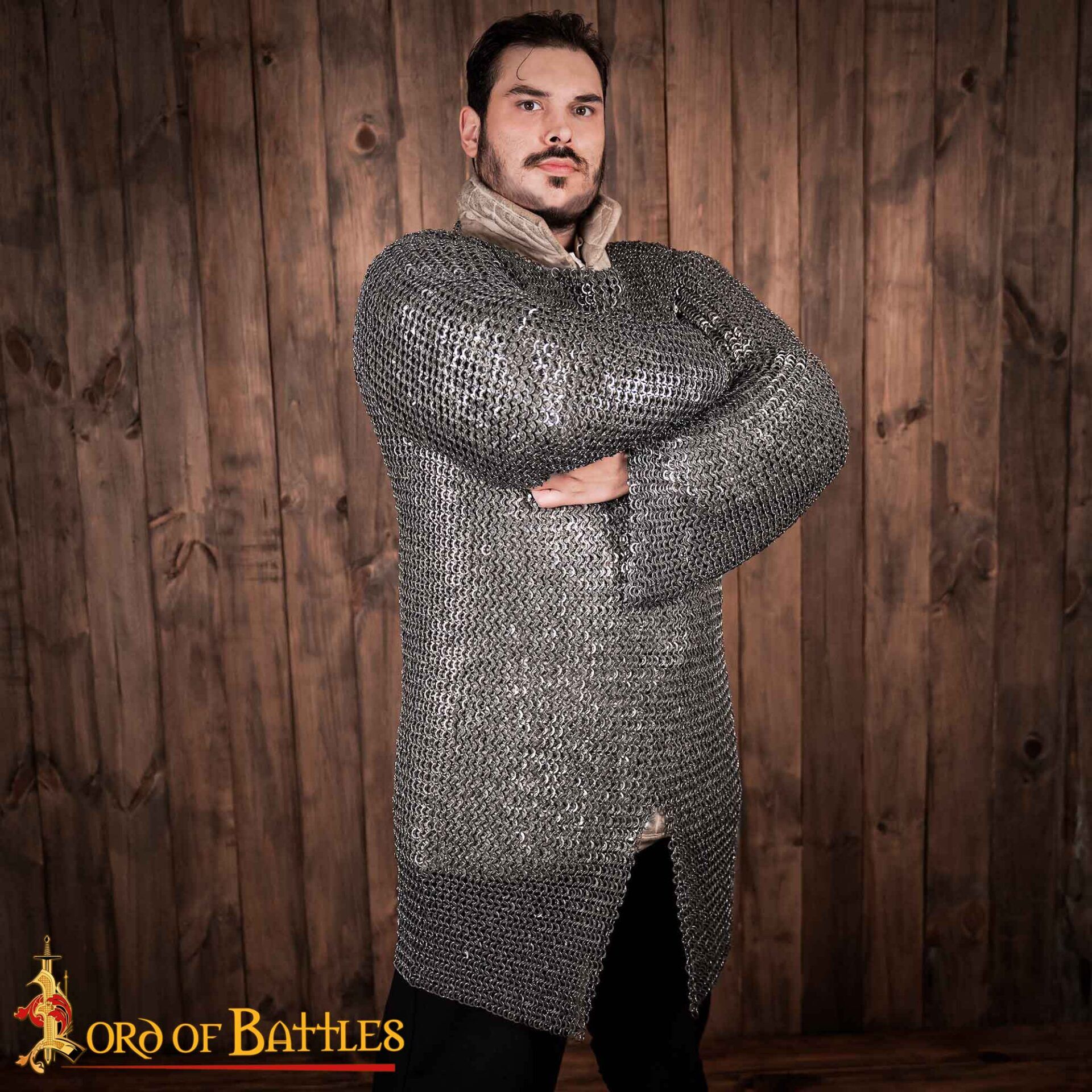 Medieval Chainmail Hauberk 9mm 17 G Flat Ring Dome Riveted Mild Steel Rings with Alternating Flat Solid Rings-272N Chainmail Hauberk