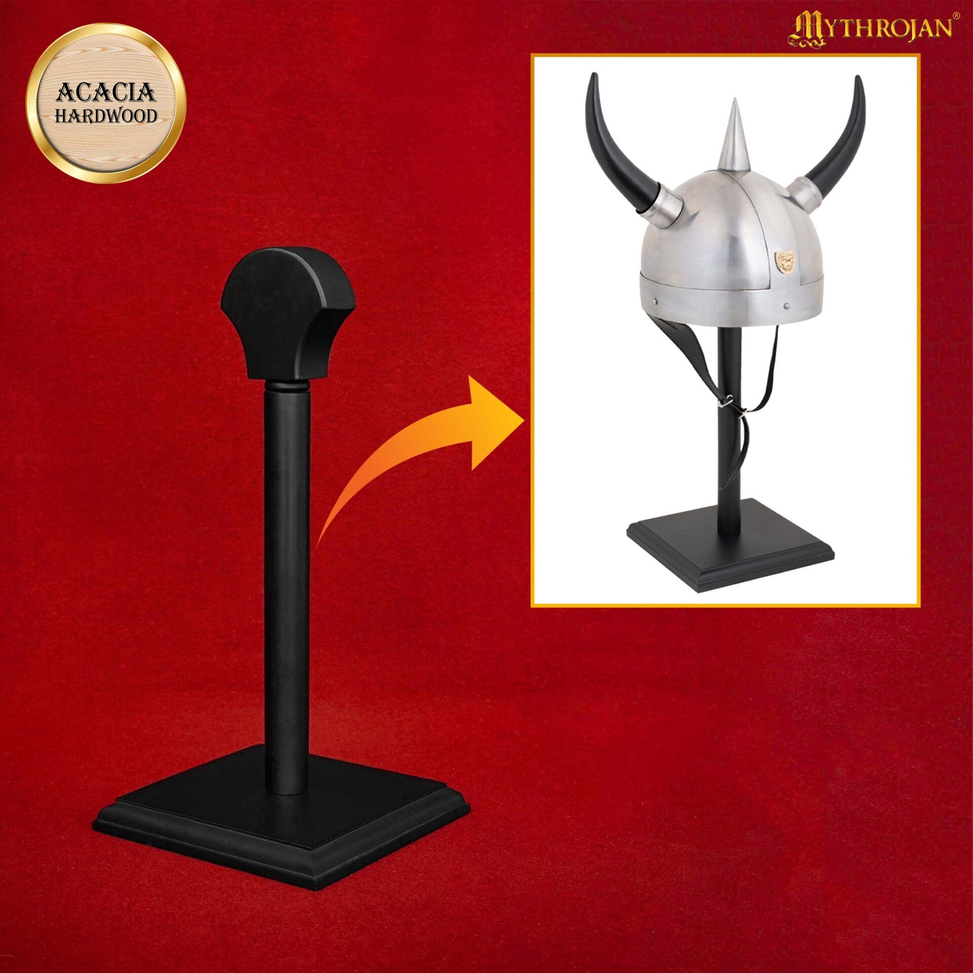 Medieval Wooden Helmet Stand-300107 1 Wooden Helmet Stand