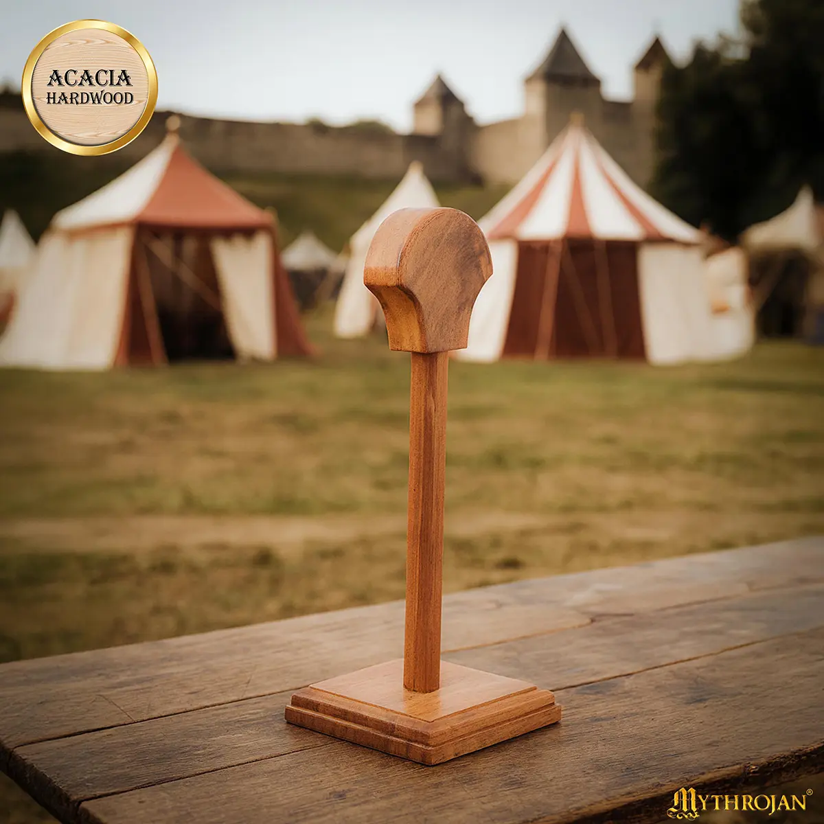 300107N-S (6) Wooden Helmet Display Stand