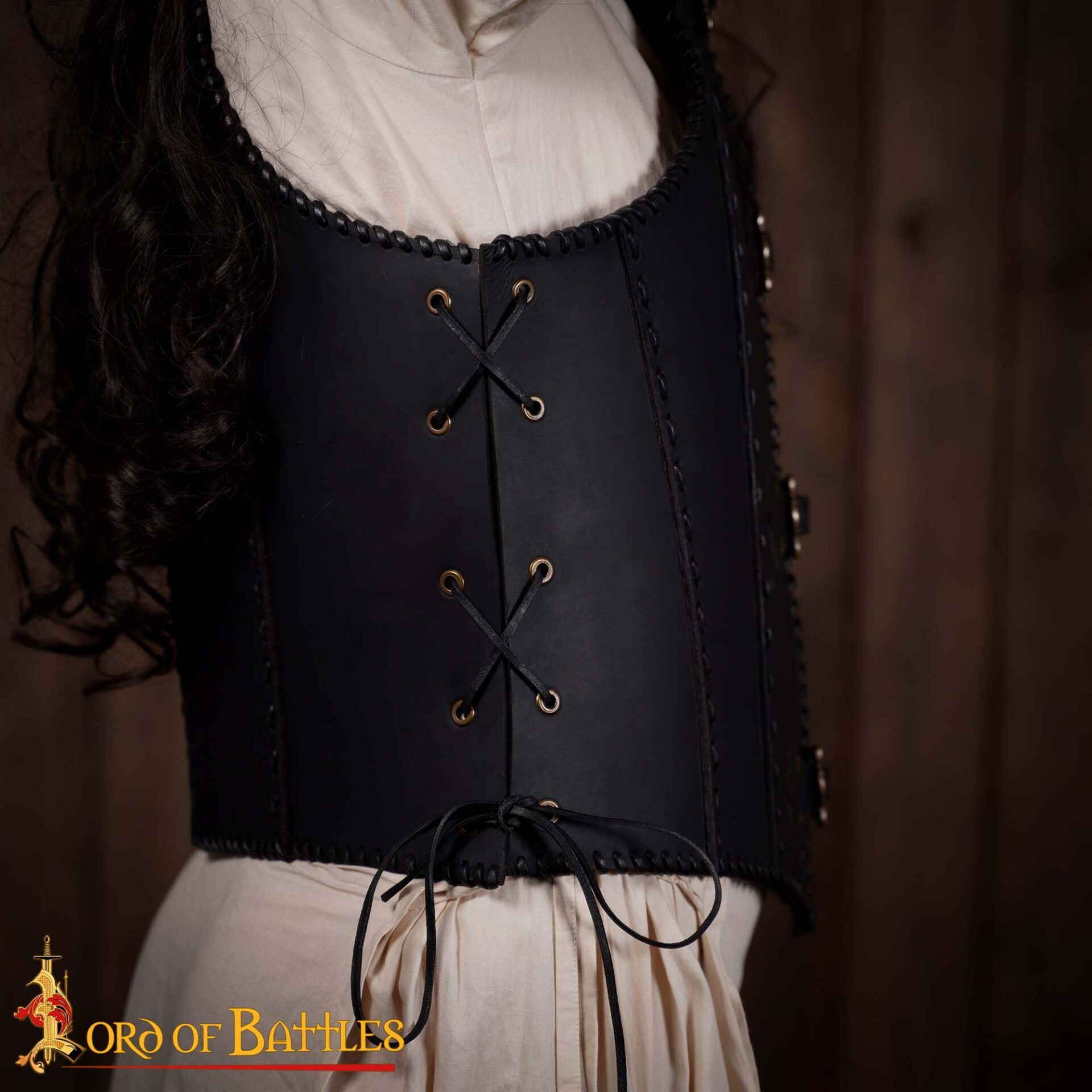 16th Century Stitched Leather Cuirass-25937BK 5 Cuirass