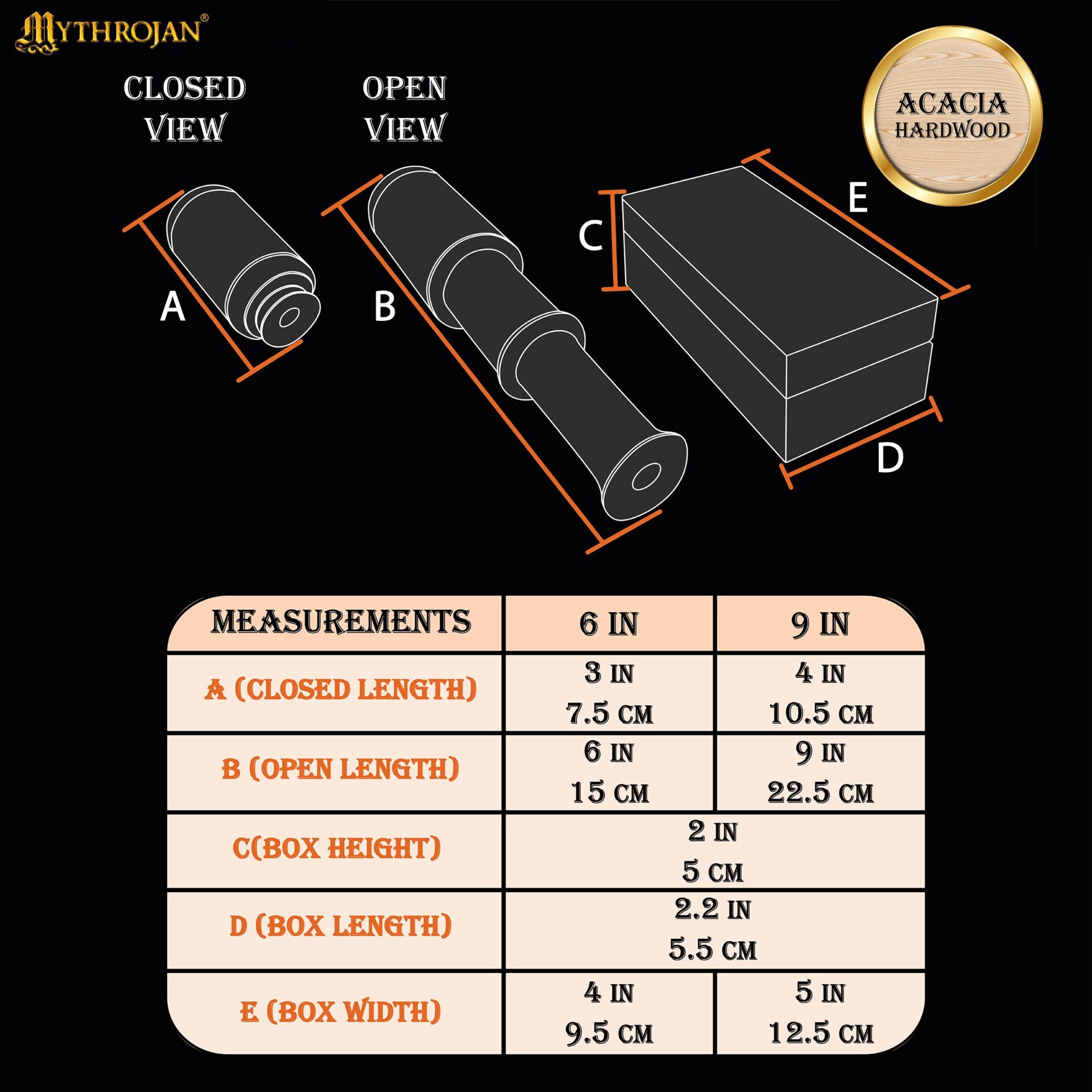 Pirate Brass Telescope with Wooden Box-300055 2 Brass Telescope