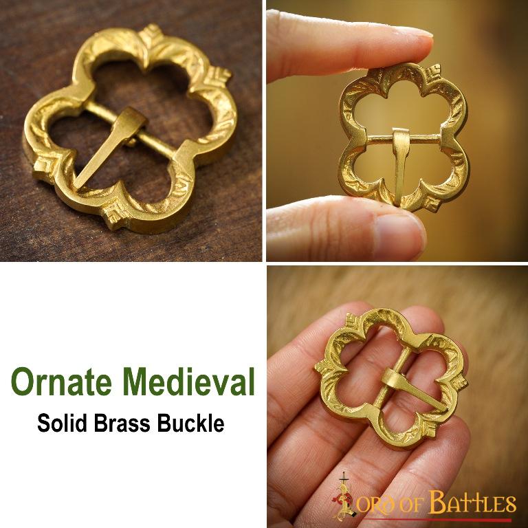 Medieval Brass Belt Buckle Set of 5 Fully Functional Accessory Medieval Brass Belt Buckle Set of 5 Fully Functional Accessory