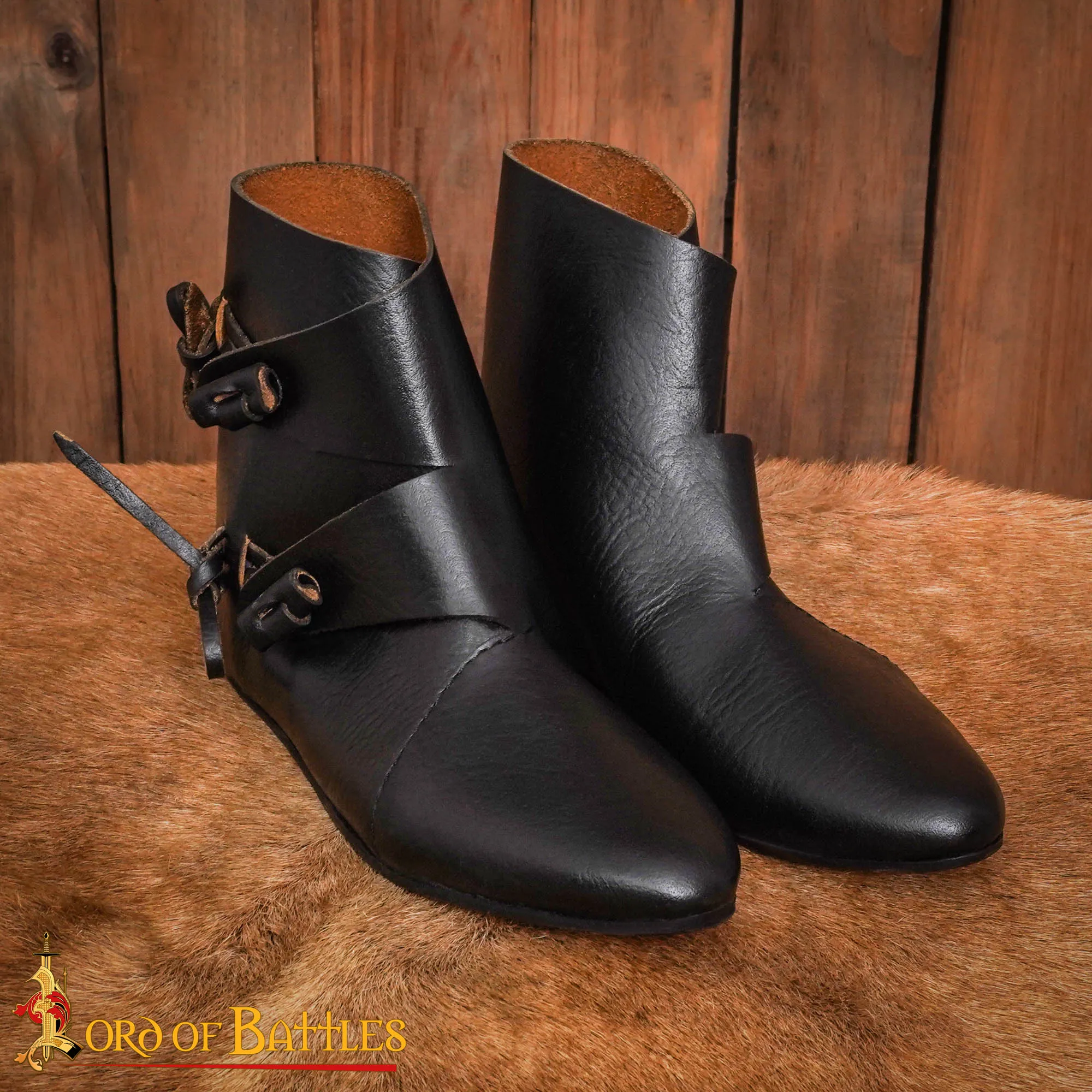 Early Medieval Viking Turn-Shoes-25244BK medieval toggle shoes
