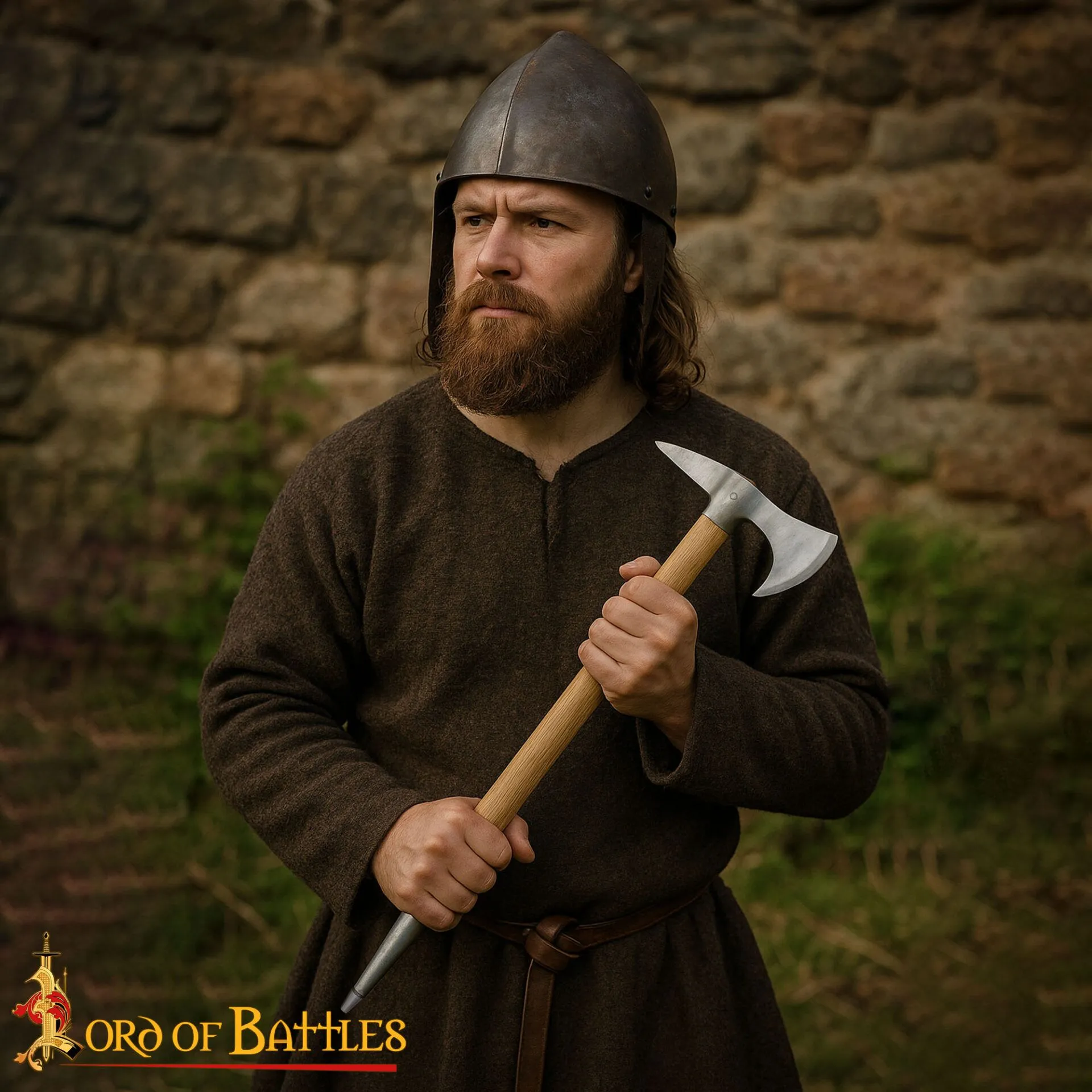 15th Century Medieval Steel War Pick with Ash Wood Shaft - 25577-ASH 4 Warrior Sagaris Axe