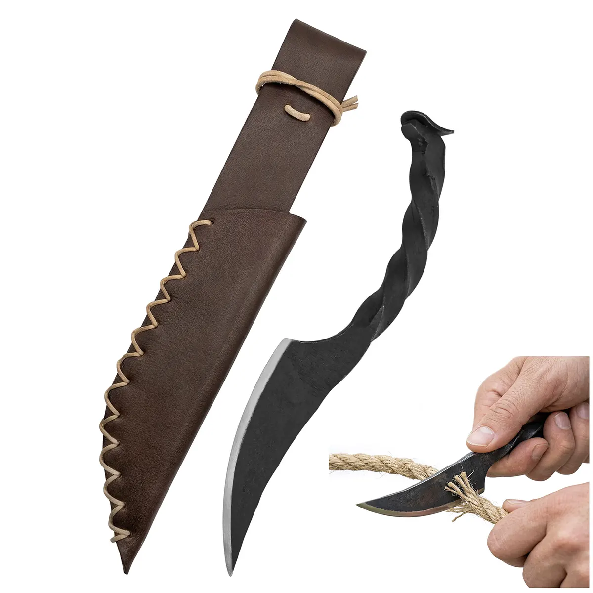 300601-LOB-Featured-Ai Hand Forged Railroad Spike Knife with Twisted Handle