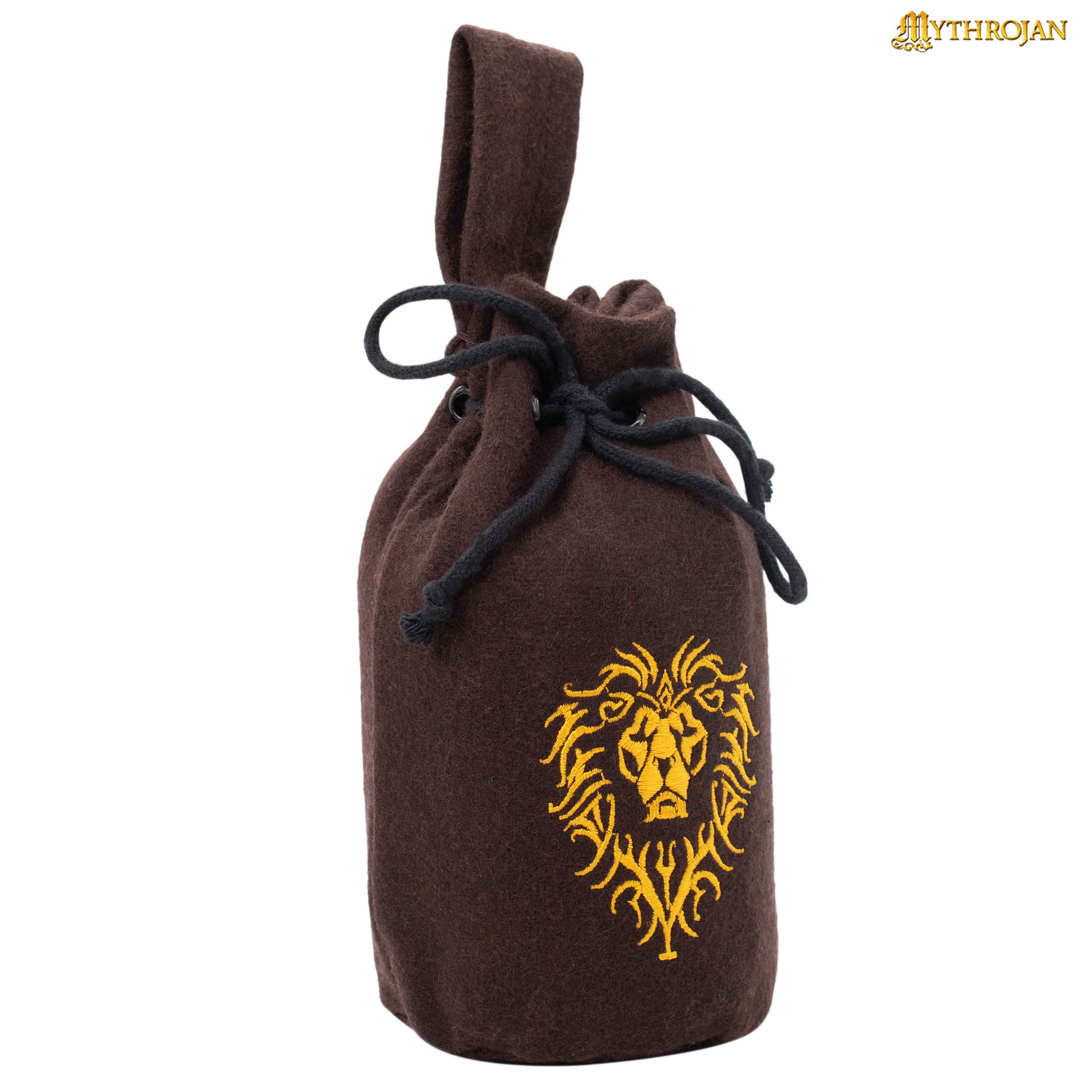Medieval Woolen Drawstring Belt Pouch-300796BR 3 Mythrojan “For the Horde” Wool Drawstring Belt Pouch