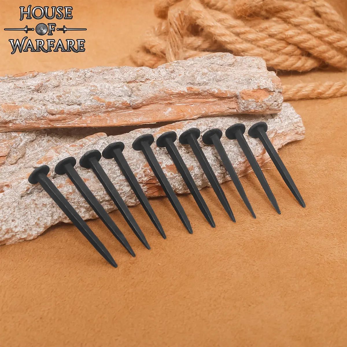 Hand-Forged Iron Medieval Shield Nails, Set of 10 - Image 2