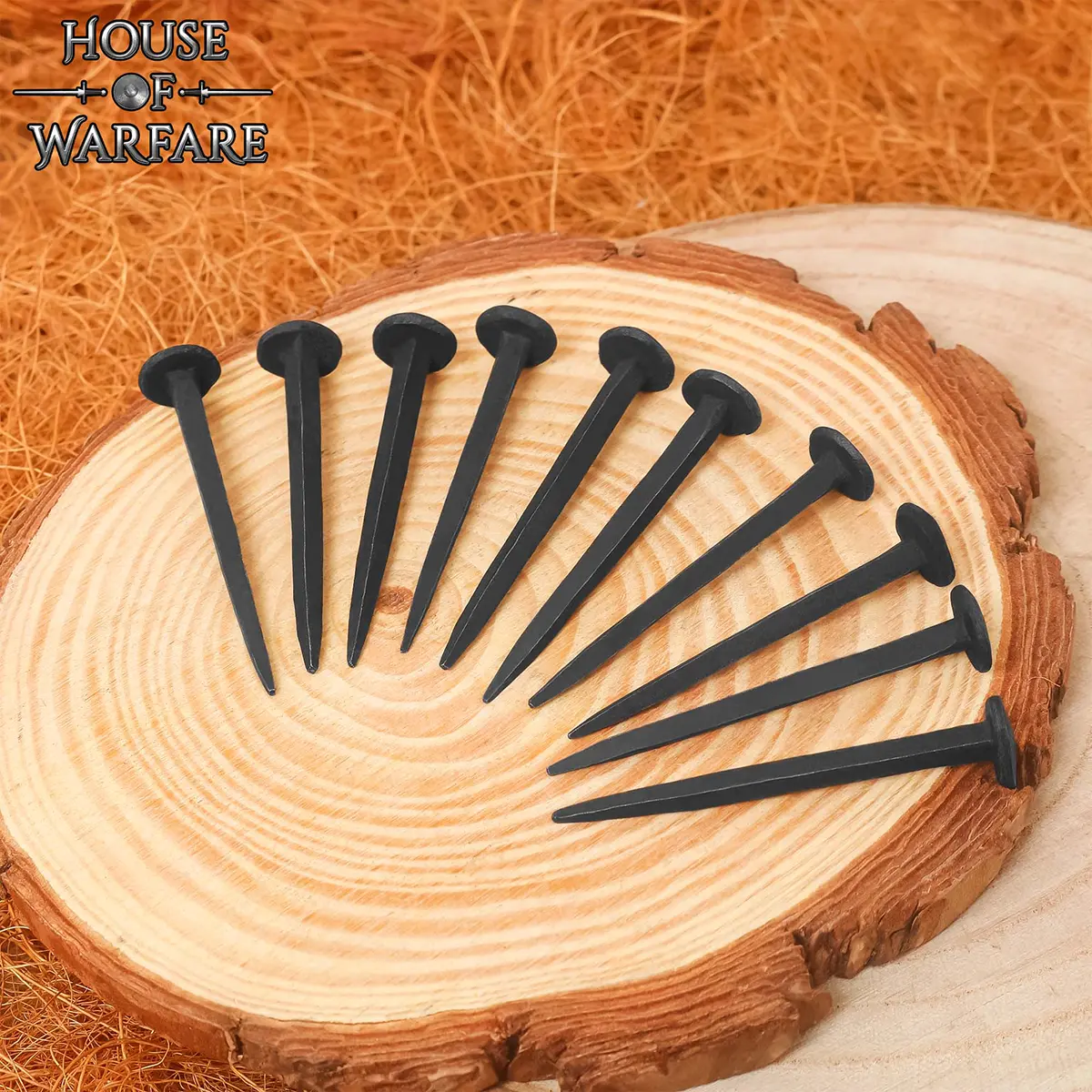 Hand-Forged Iron Medieval Shield Nails, Set of 10 - Image 6