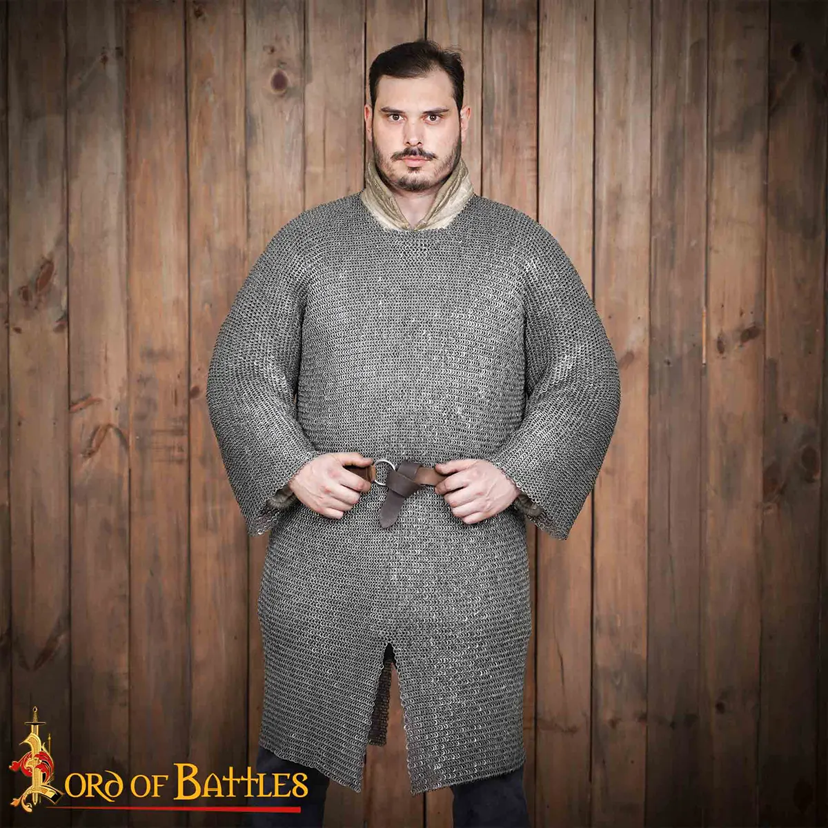 Chainmail Shirt Hauberk – 6mm Riveted Flat Ring with Alternating Flat Solid Rings - 18 Gauge Mild Steel, Natural – Ideal for Reenactments, LARP & Cosplay - Image 2