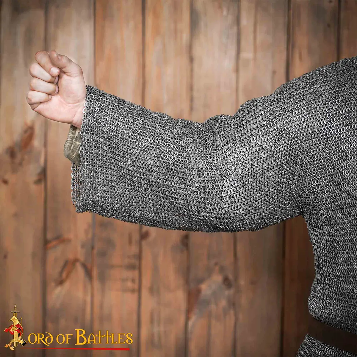 Chainmail Shirt Hauberk – 6mm Riveted Flat Ring with Alternating Flat Solid Rings - 18 Gauge Mild Steel, Natural – Ideal for Reenactments, LARP & Cosplay - Image 6