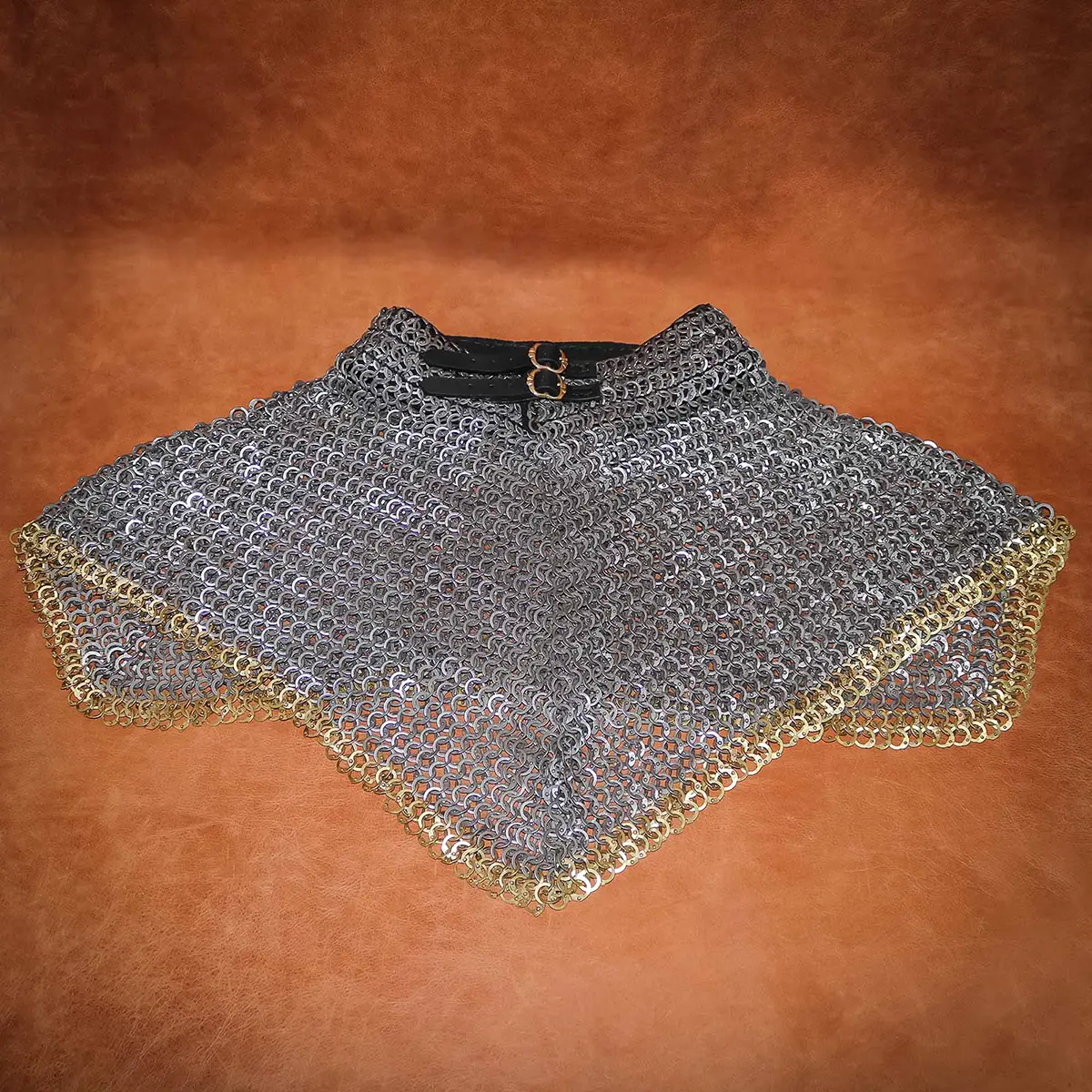 Medieval Chainmail Collar 9 mm Dome Riveted Flat Ring, Alternate Flat Solids - Image 2