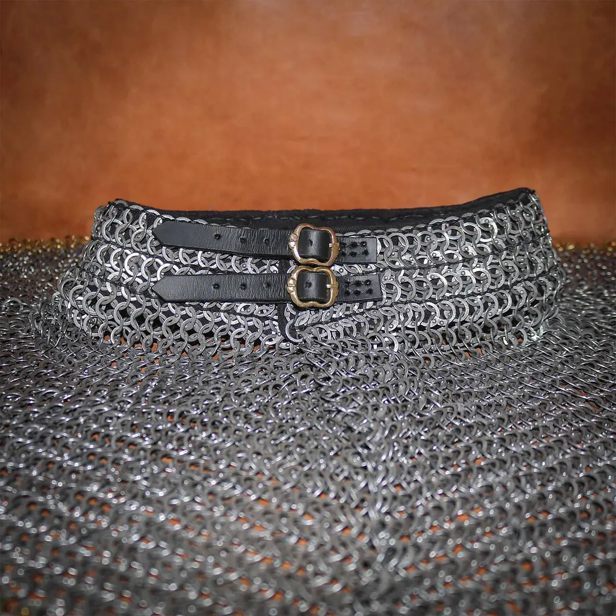 Medieval Chainmail Collar 9 mm Dome Riveted Flat Ring, Alternate Flat Solids - Image 6