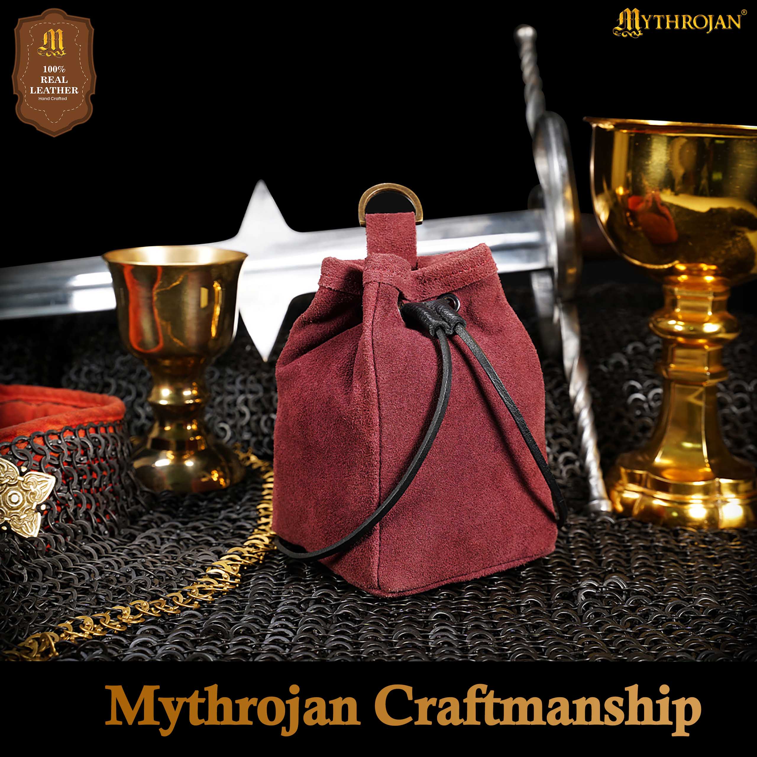 Medieval Suede Leather Drawstring Belt Pouch-300946WR 4 Suede Leather Pouch