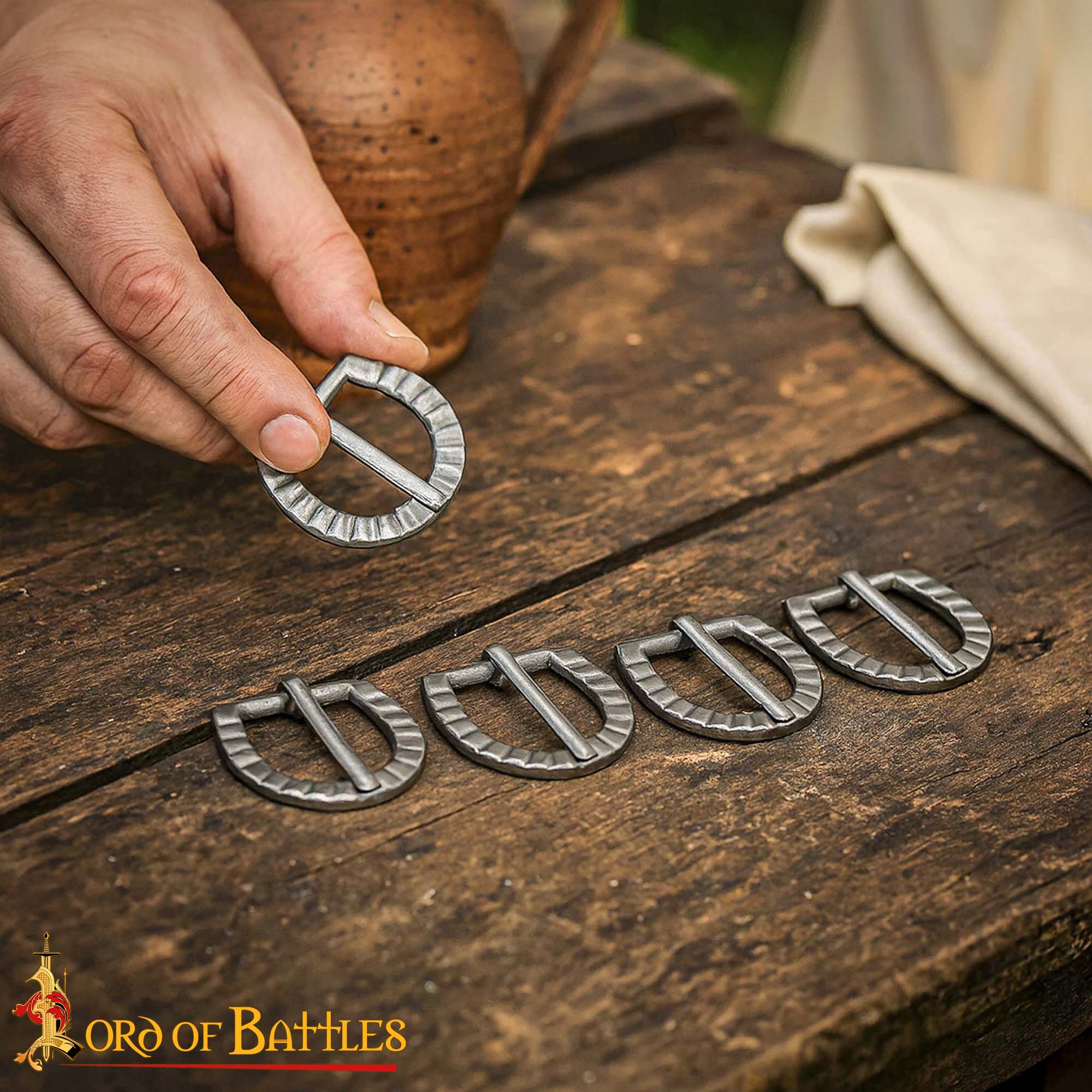 Medieval Rustic Steel Buckle Hand Forged D-Shaped Belt Buckle-25942-5pcs Rustic Iron Buckle