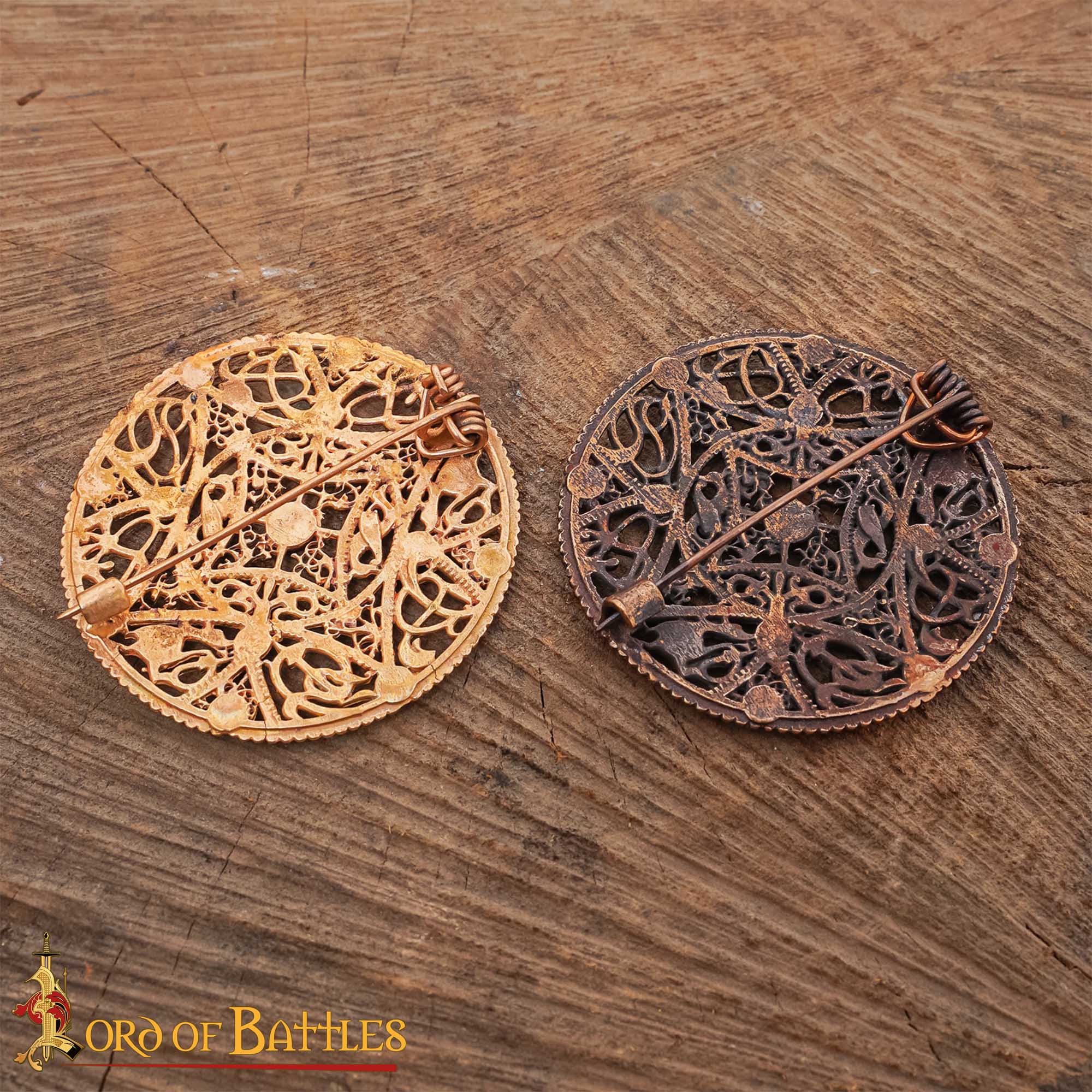 Viking Age Antique Bronze Circular Brooch Cloak Pin-26575BZS 5 Round Disc Brooch