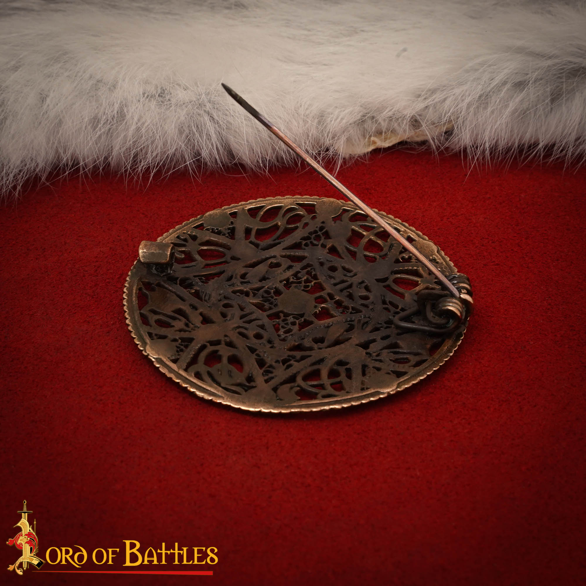 Viking Age Antique Bronze Circular Brooch Cloak Pin-26575BZSAT 4 Round Disc Brooch