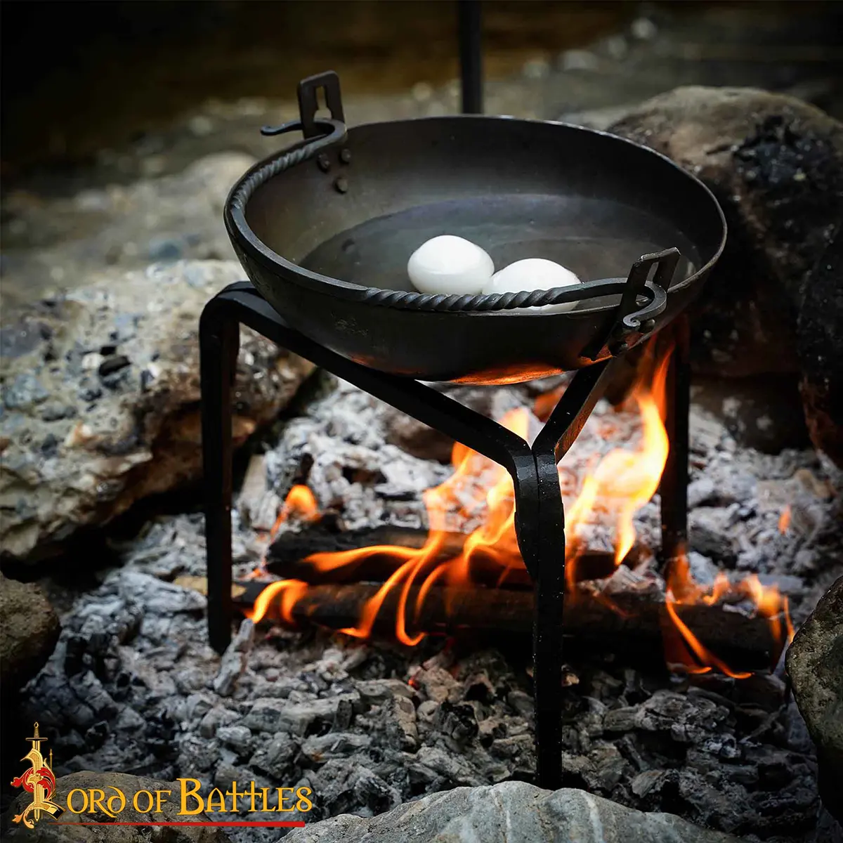 Medieval Campfire Small Tripod Stand Hand-Forged Iron Outdoor Cooking Accessory - Image 2