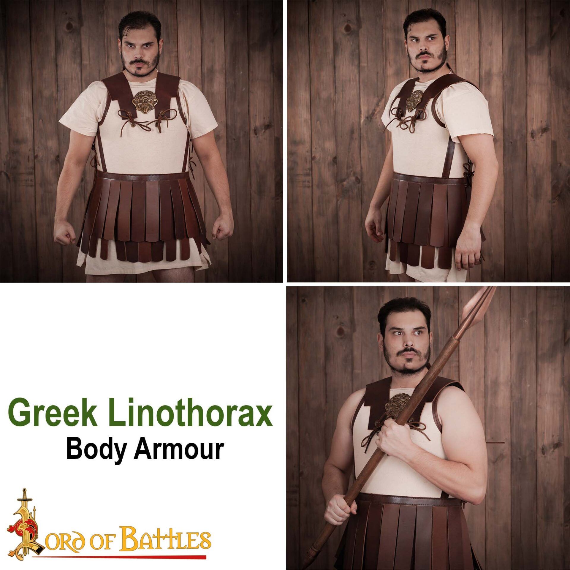 1st Century Roman Leather Cuirass with Pteryges-25572CBR 6 Greek Linothorax Cuirass