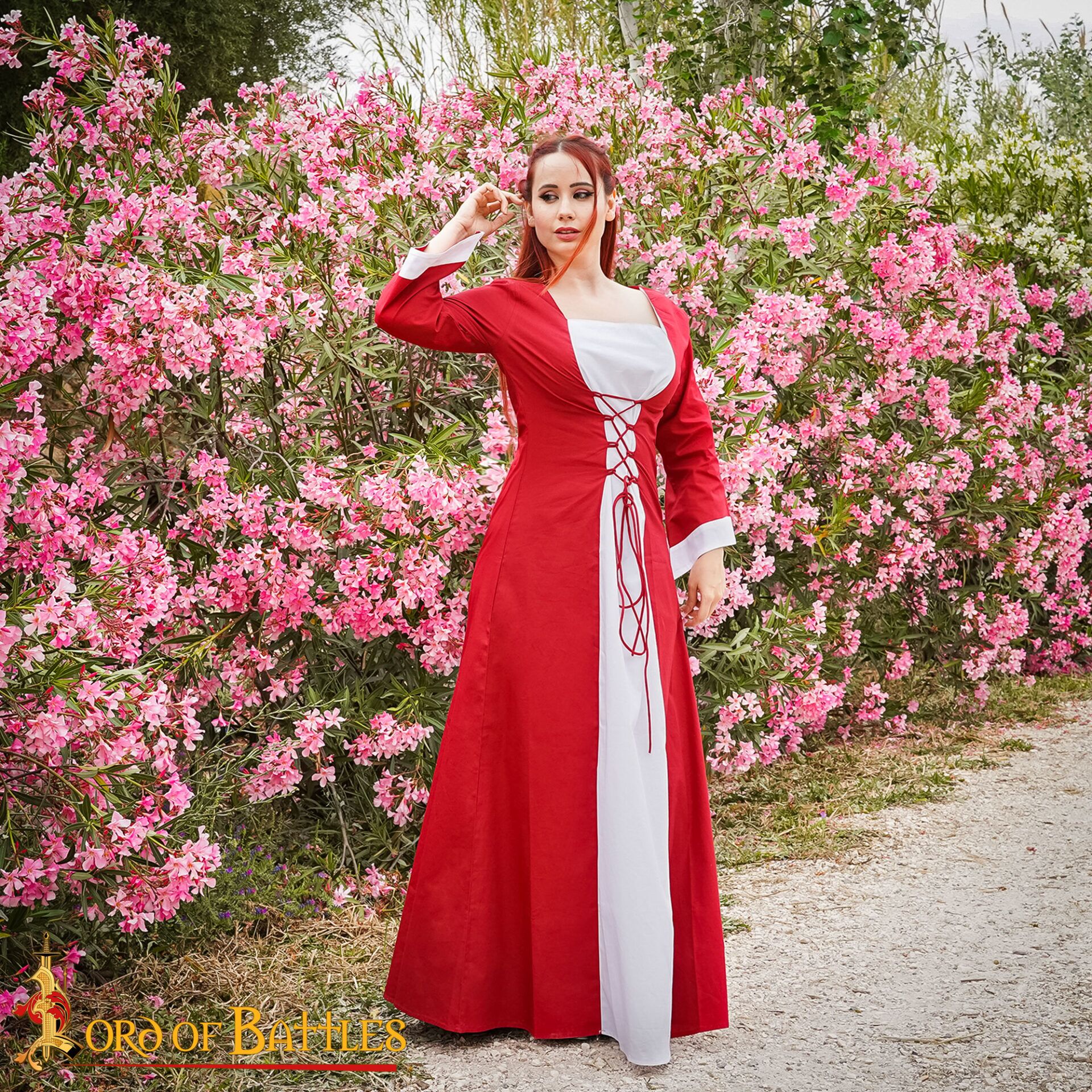 Renaissance Dresses-25856S Medieval Princess Light Cotton Dress