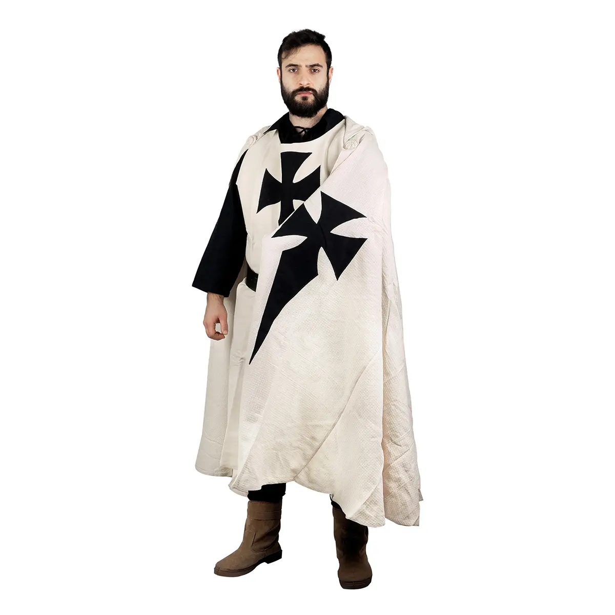 13th Century Templar Knight's Hooded Cape – Cotton Crusader Cloak with Black Cross 13th Century Templar Knight's Hooded Cape – Cotton Crusader Cloak with Black Cross - Image 10