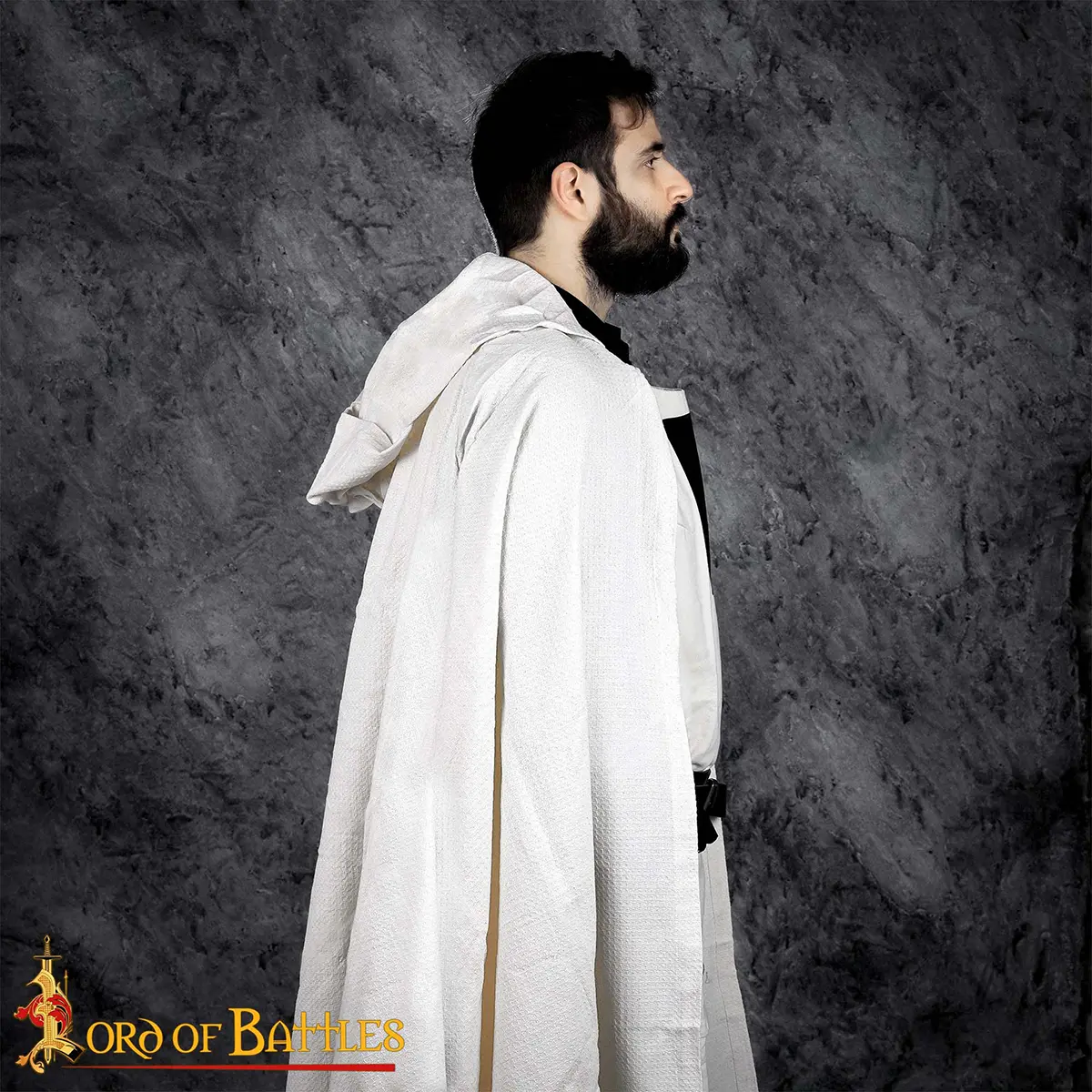 13th Century Templar Knight's Hooded Cape – Cotton Crusader Cloak with Black Cross 13th Century Templar Knight's Hooded Cape – Cotton Crusader Cloak with Black Cross - Image 15