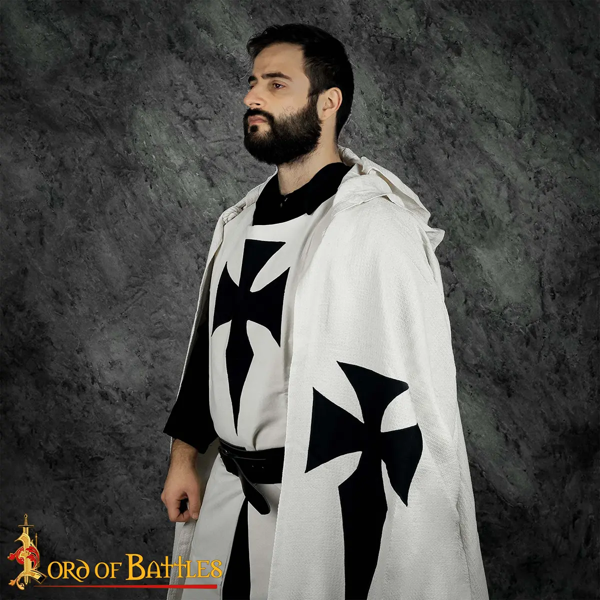 13th Century Templar Knight's Hooded Cape – Cotton Crusader Cloak with Black Cross 13th Century Templar Knight's Hooded Cape – Cotton Crusader Cloak with Black Cross - Image 18