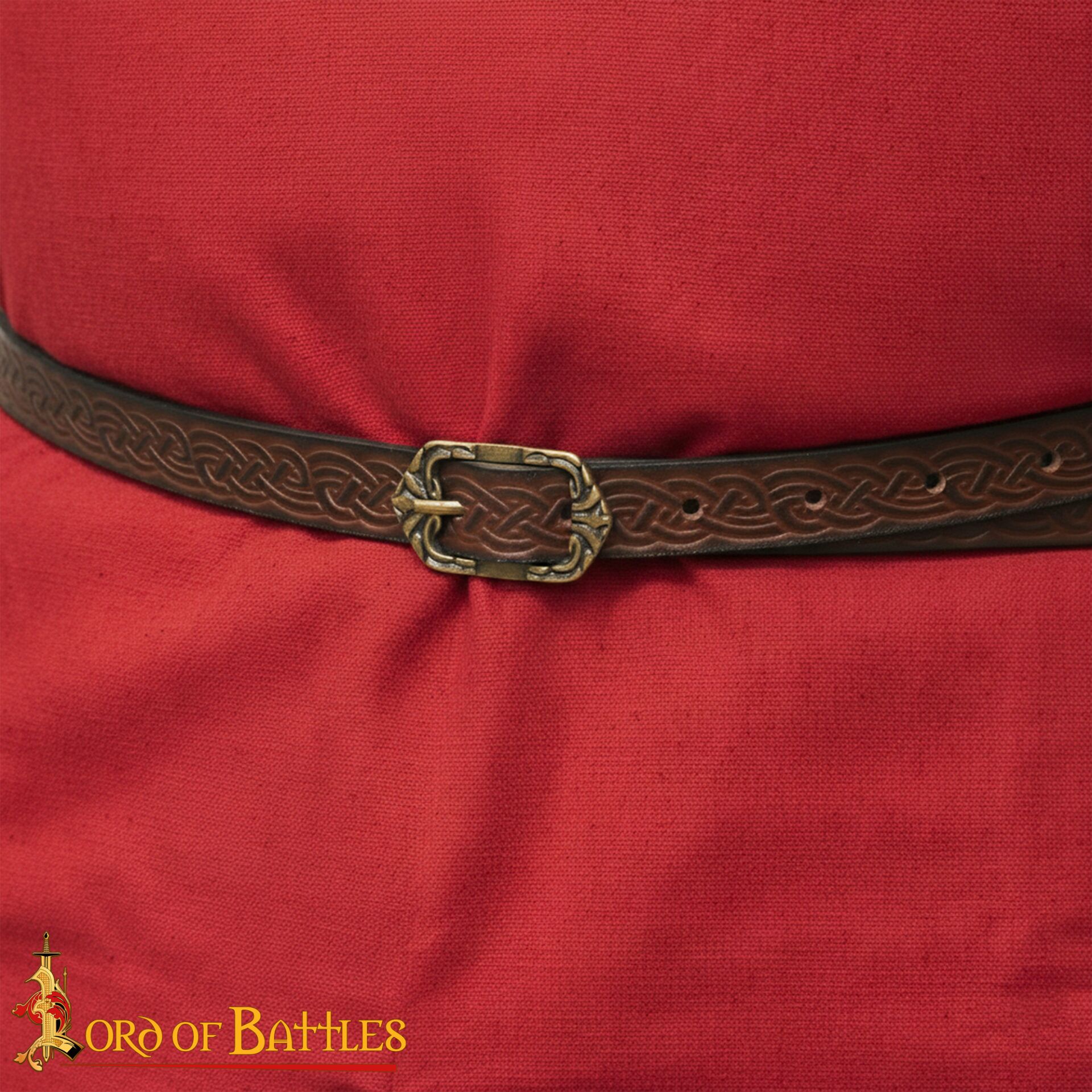 Medieval Leather Belt with Embossed Celtic Knotwork Design - 26066BR 5 Medieval Leather Belt