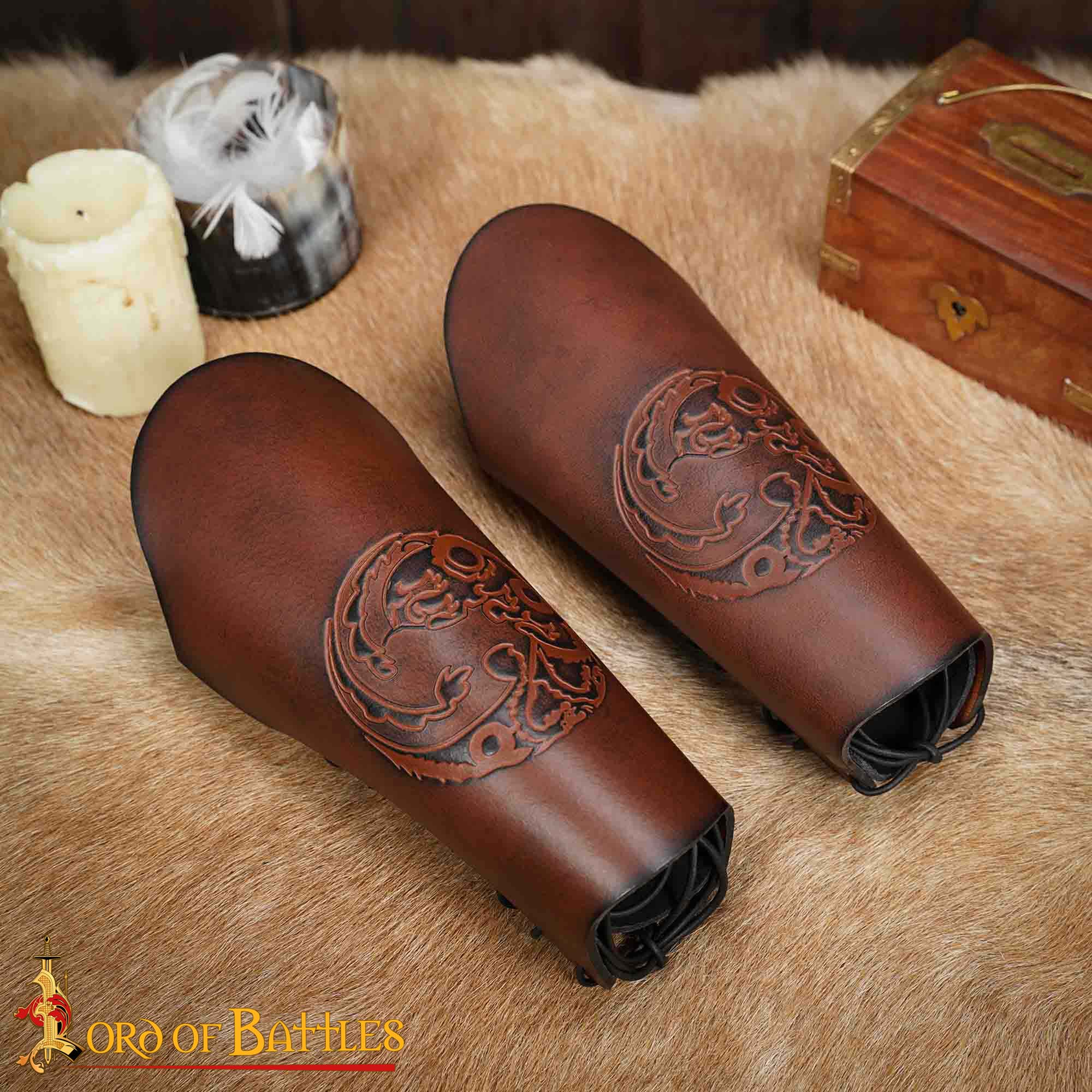 26090BR_6 Nordic Dragon Leather Bracers