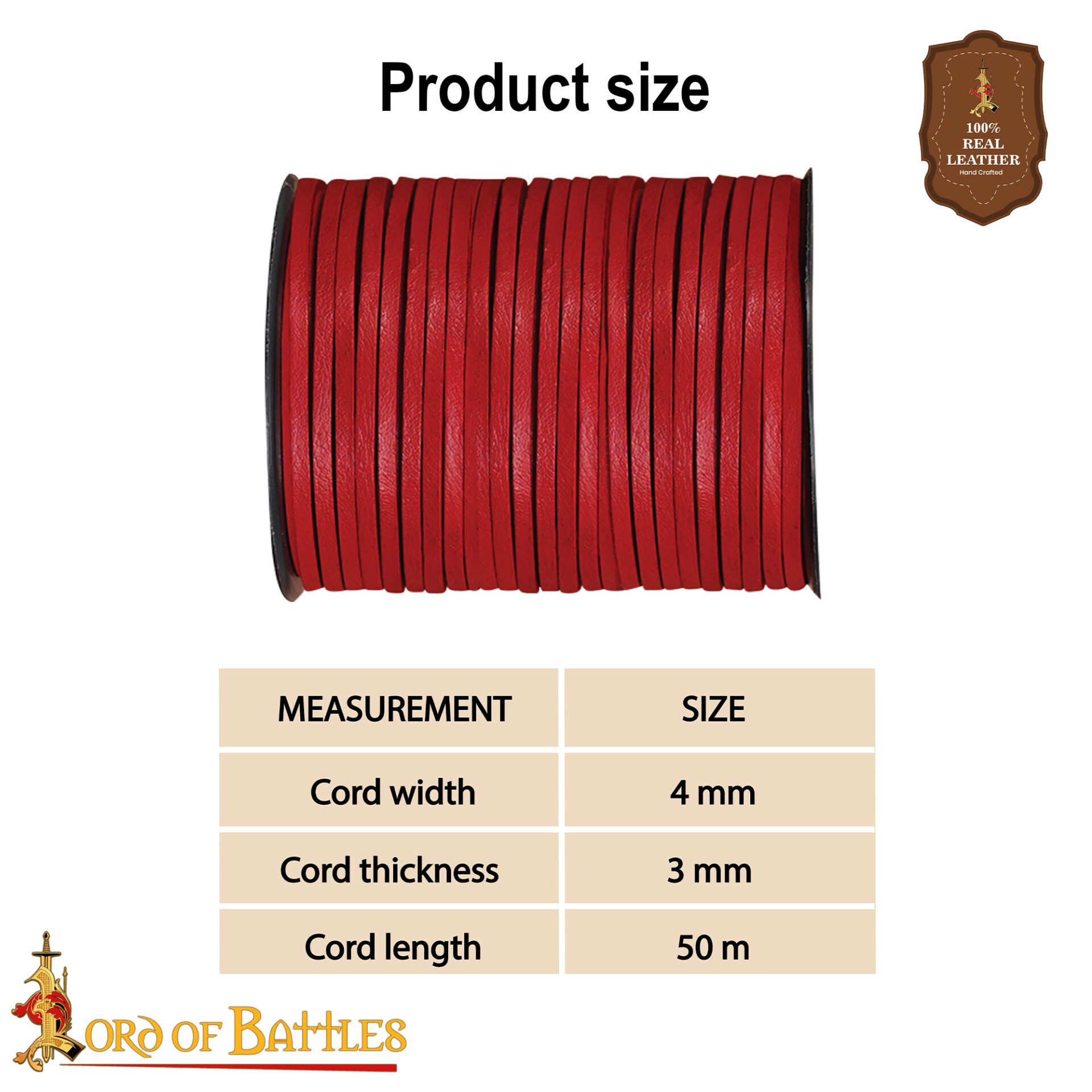 50metres Red Leather String Spool Roll-26170R 2 spool