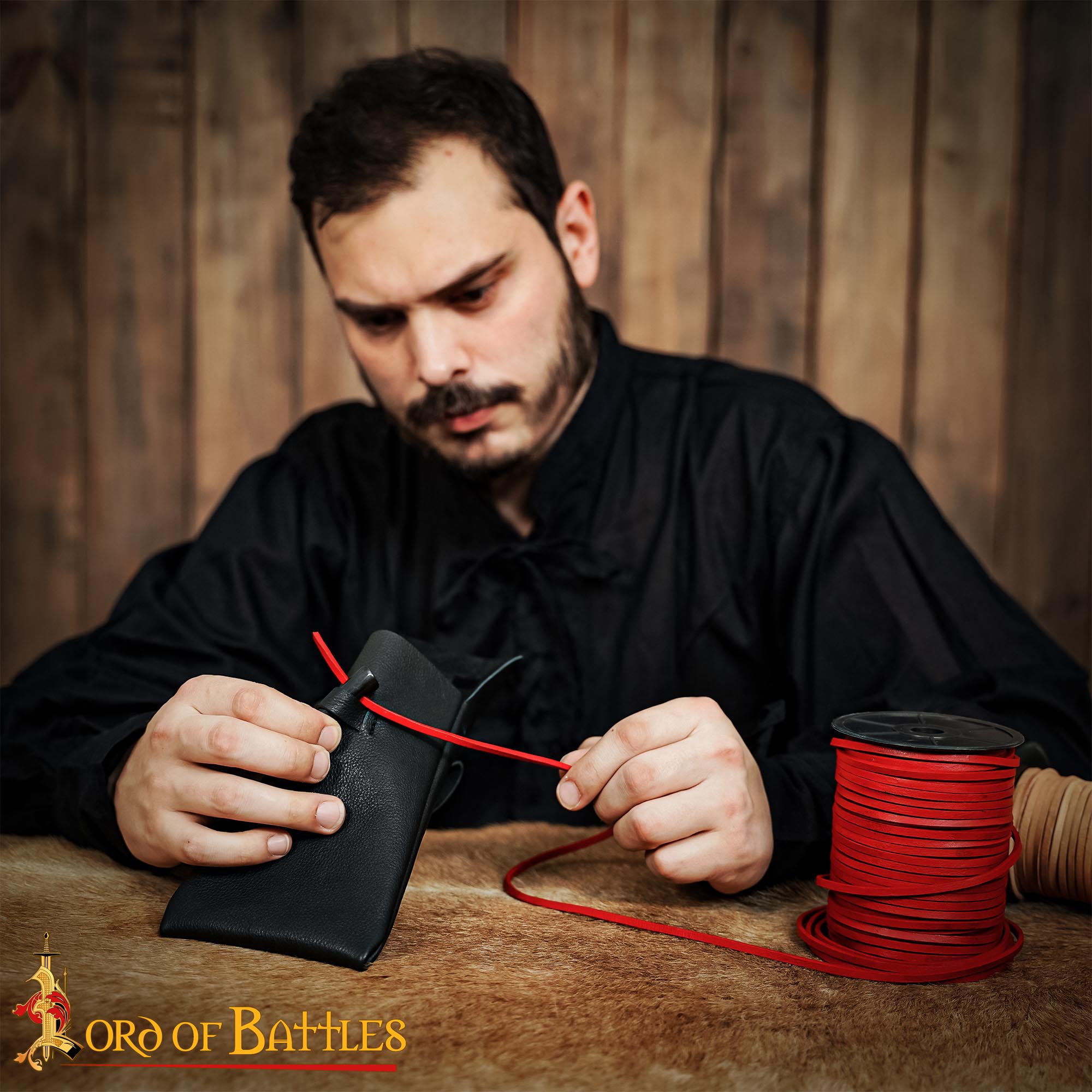 50metres Red Leather String Spool Roll-26170R 4 spool