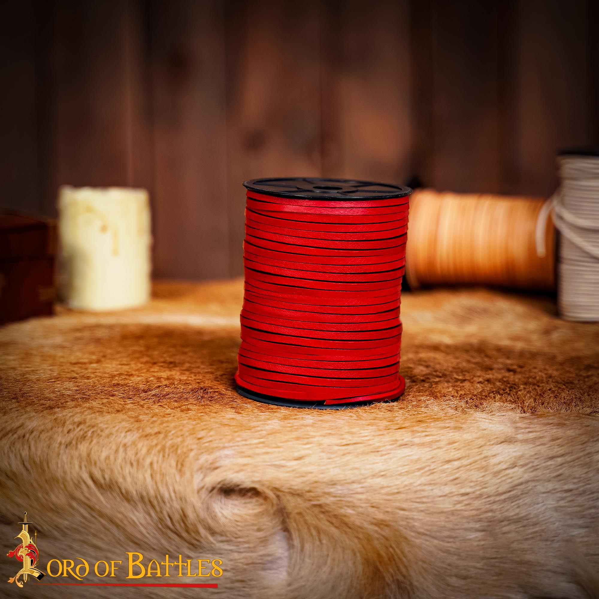 50metres Red Leather String Spool Roll-26170R 5 spool
