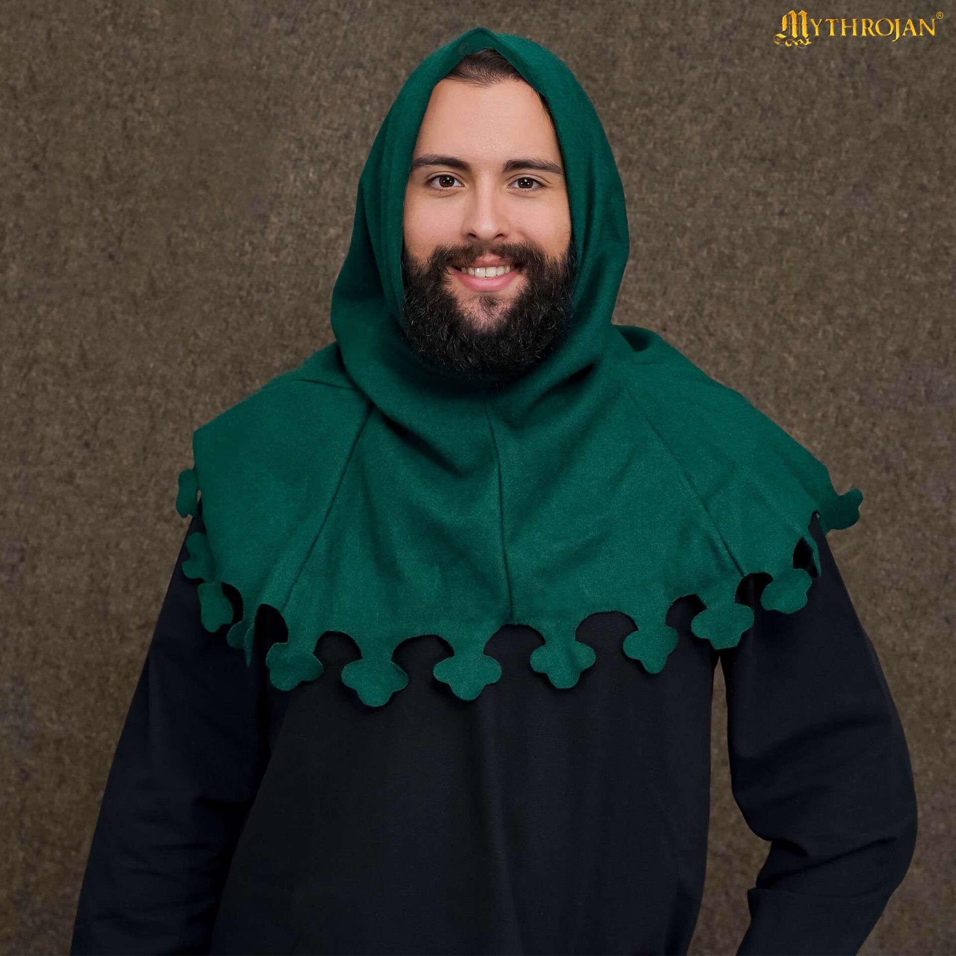 14th Century Wool Hood with Dagged Edge Medieval Liripipe Style-701411G 1 liripipe woolen hood