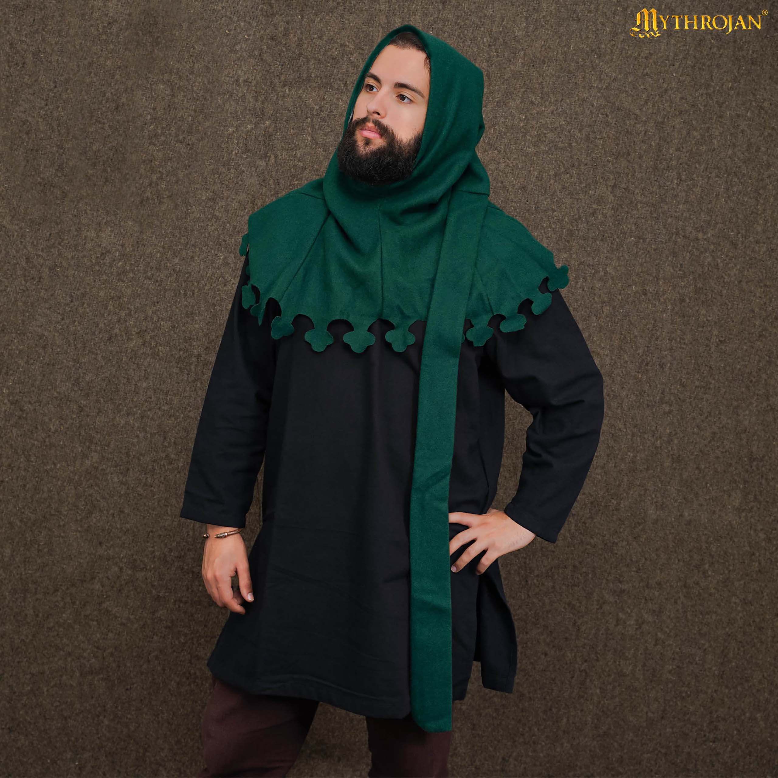 14th Century Wool Hood with Dagged Edge Medieval Liripipe Style-701411G 4 liripipe woolen hood