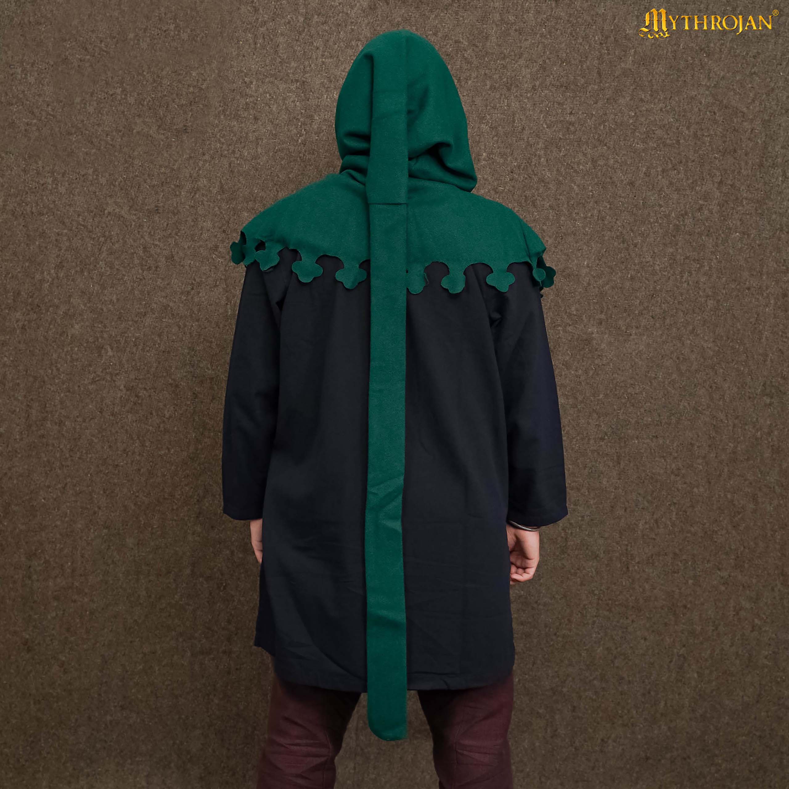 14th Century Wool Hood with Dagged Edge Medieval Liripipe Style-701411G 5 liripipe woolen hood