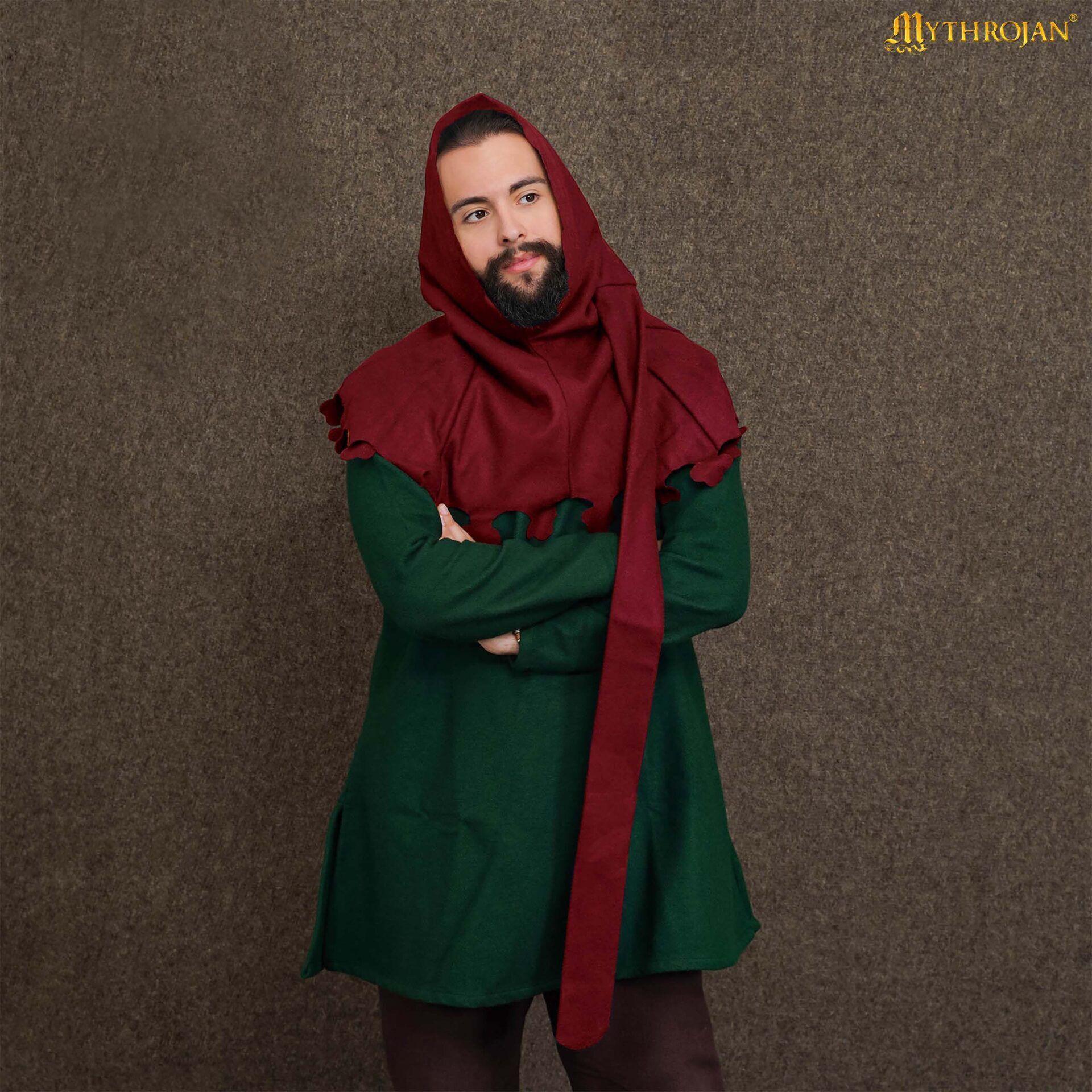 14th Century Wool Hood with Dagged Edge Medieval Liripipe Style-701487M 1 liripipe woolen hood