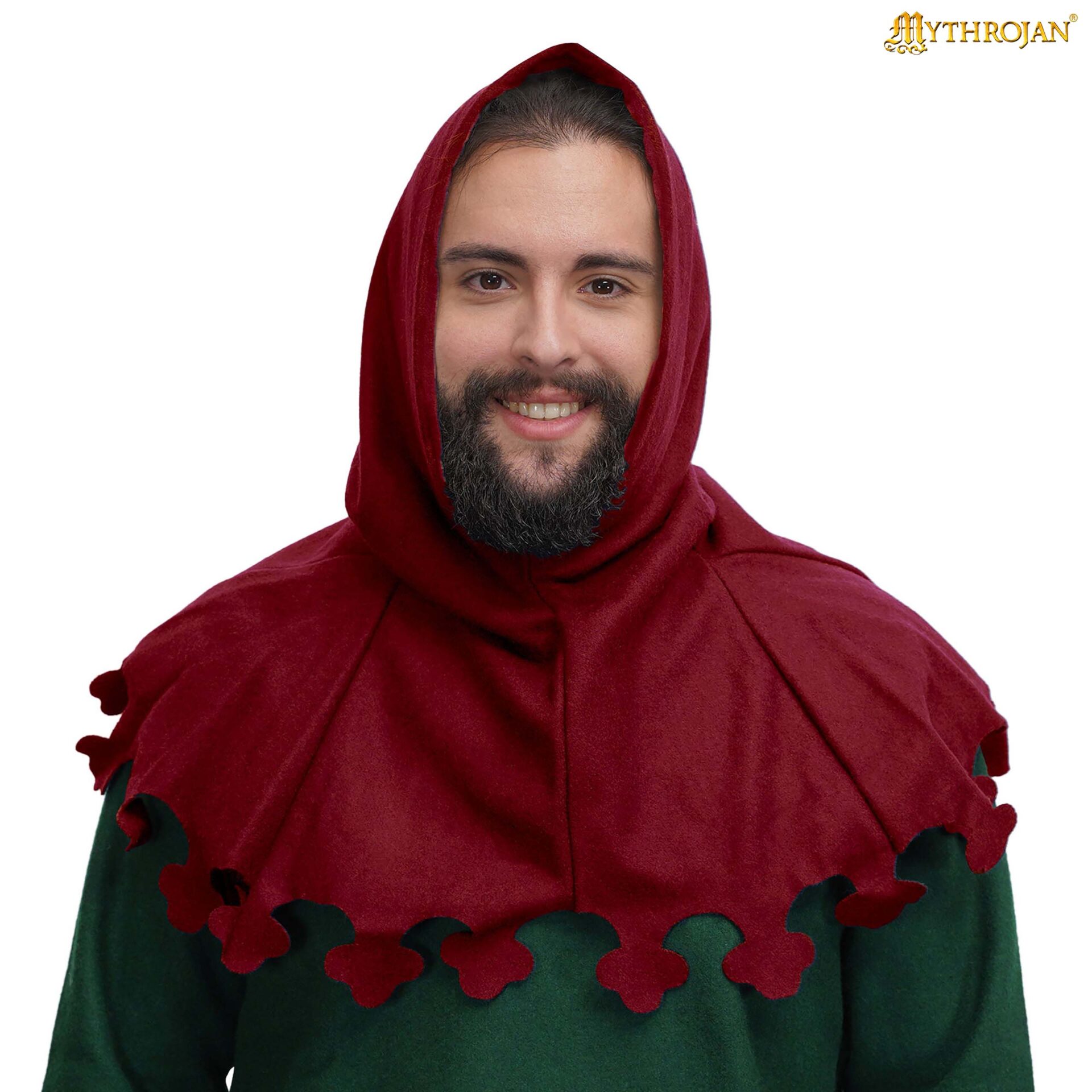 14th Century Wool Hood with Dagged Edge Medieval Liripipe Style-701487M 3 liripipe woolen hood